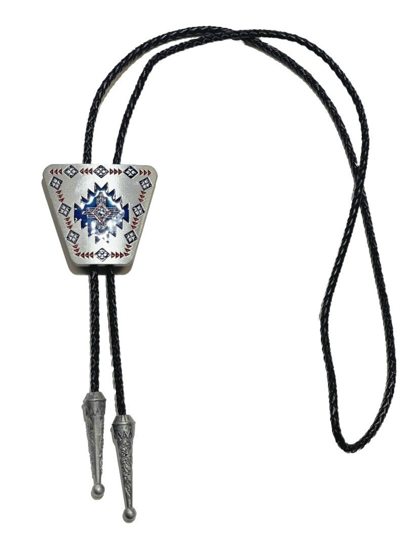 Westernlifestyle Krawatte Blaues Azteken Ornament Bolo Tie Westernkrawatte günstig online kaufen