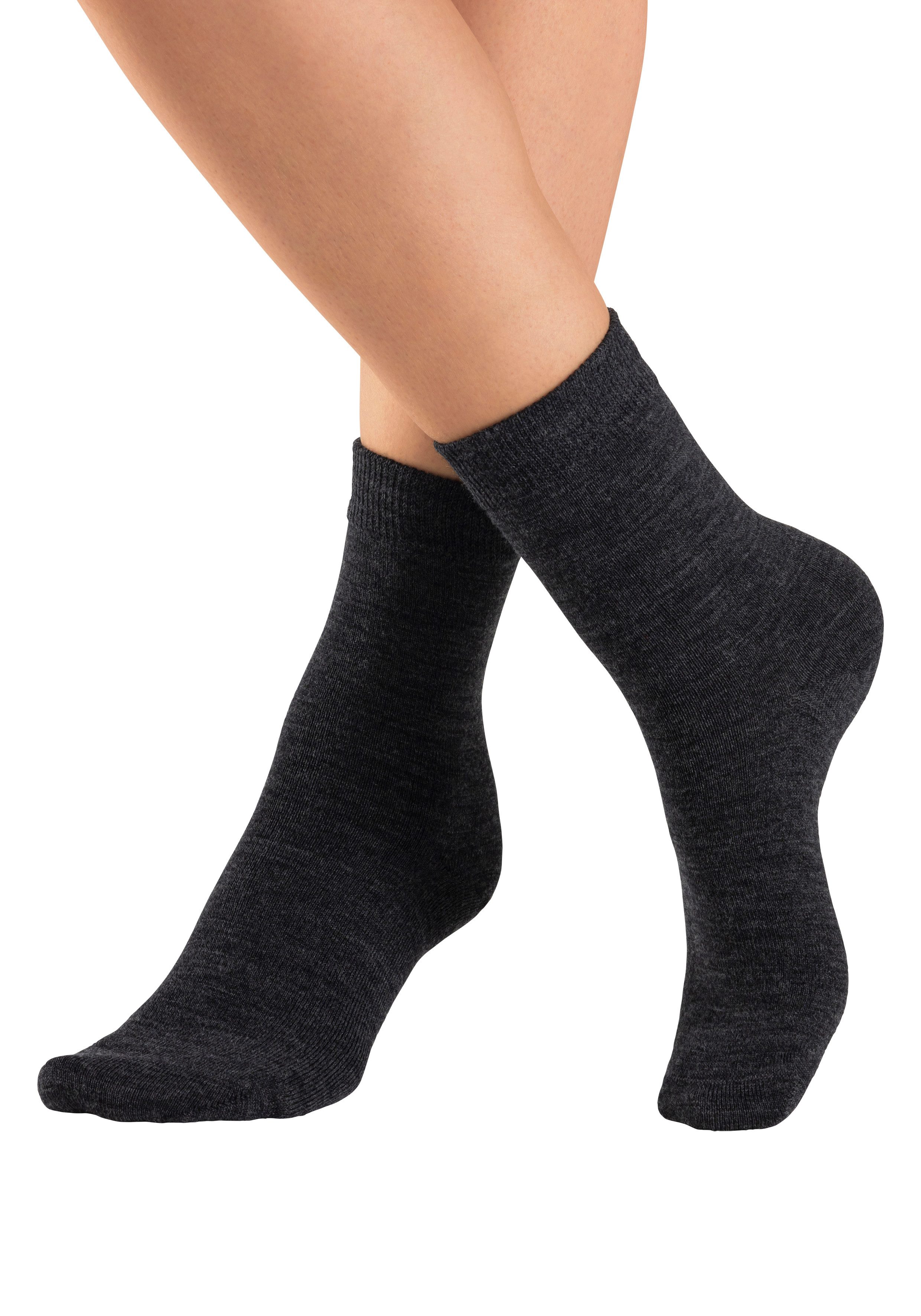 Bench. Socken Damen Wollsocken; Basic mit weichem Gummibund, Wandersocken (Packung, 3-Paar) Damensocken aus flauschigem Material mit wärmender Wolle