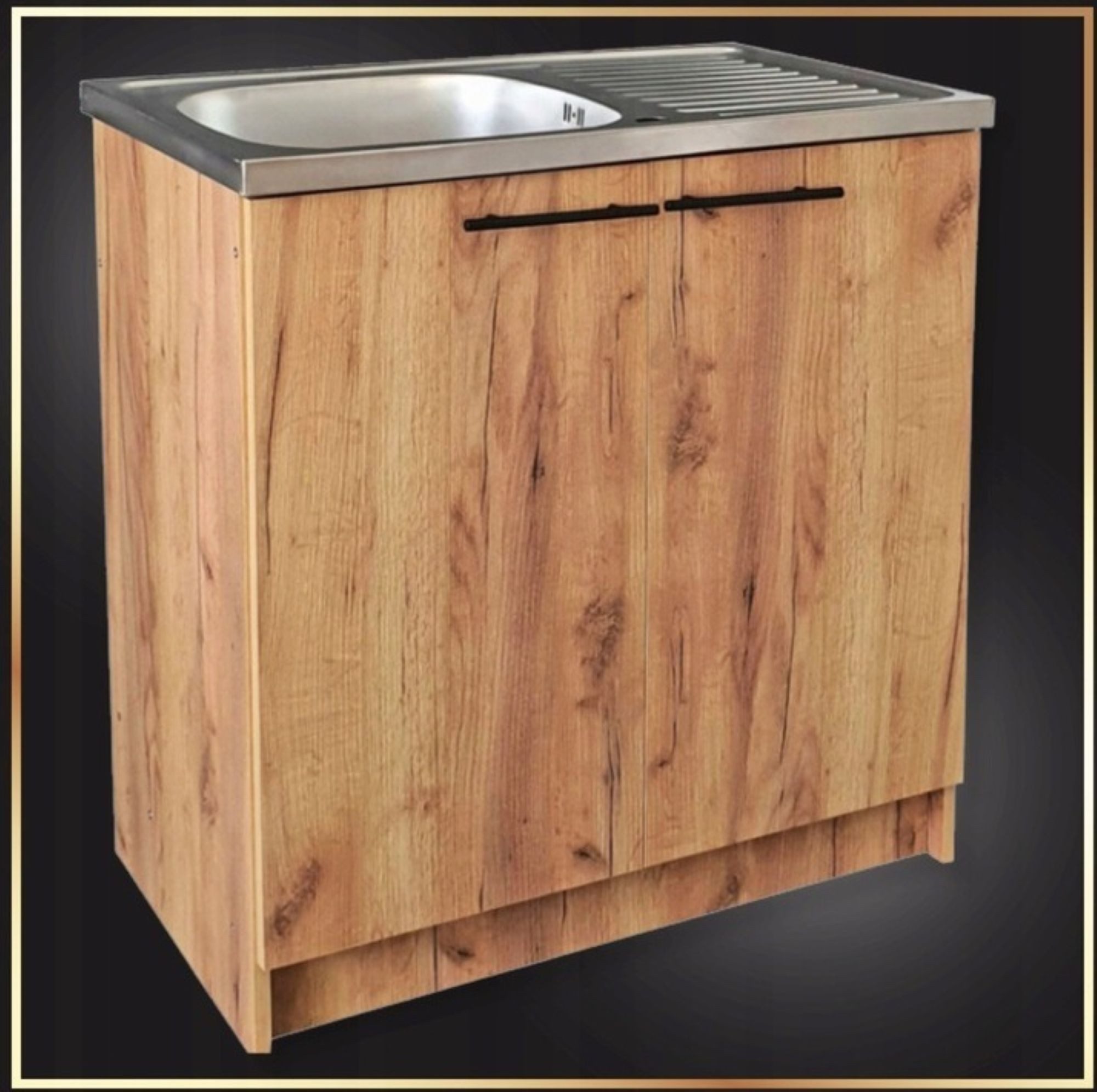 STAMAR Spülenschrank Küchenschrank 80cm Eiche Gold Spüle 80x49 Abtropf Siph günstig online kaufen