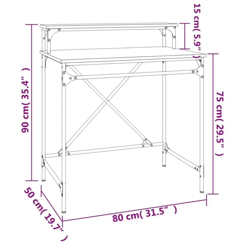 Holzwerkstoff und Eisen 80x50x90 furnicato cm Schreibtisch Räuchereiche