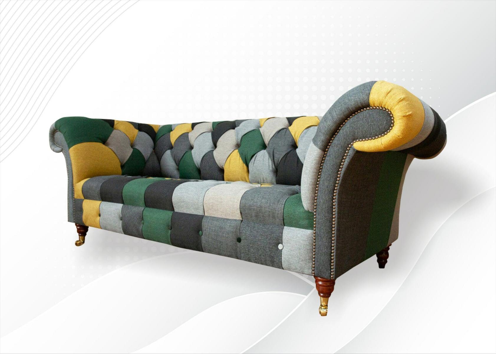 JVmoebel Chesterfield-Sofa, Chesterfield 3 Sitzer Couch 225 Sofa Sofa cm Design