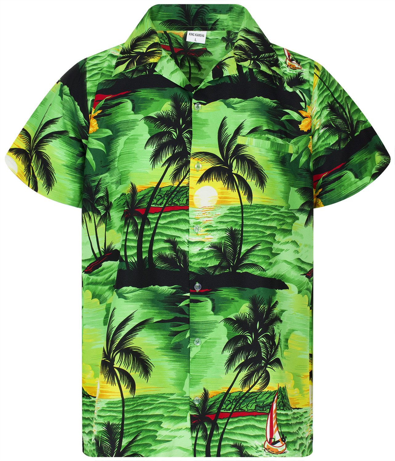 King Kameha Hawaiihemd Surf Funky Hawaii-Hemd Herren Kurzarm Front-Tasche S günstig online kaufen