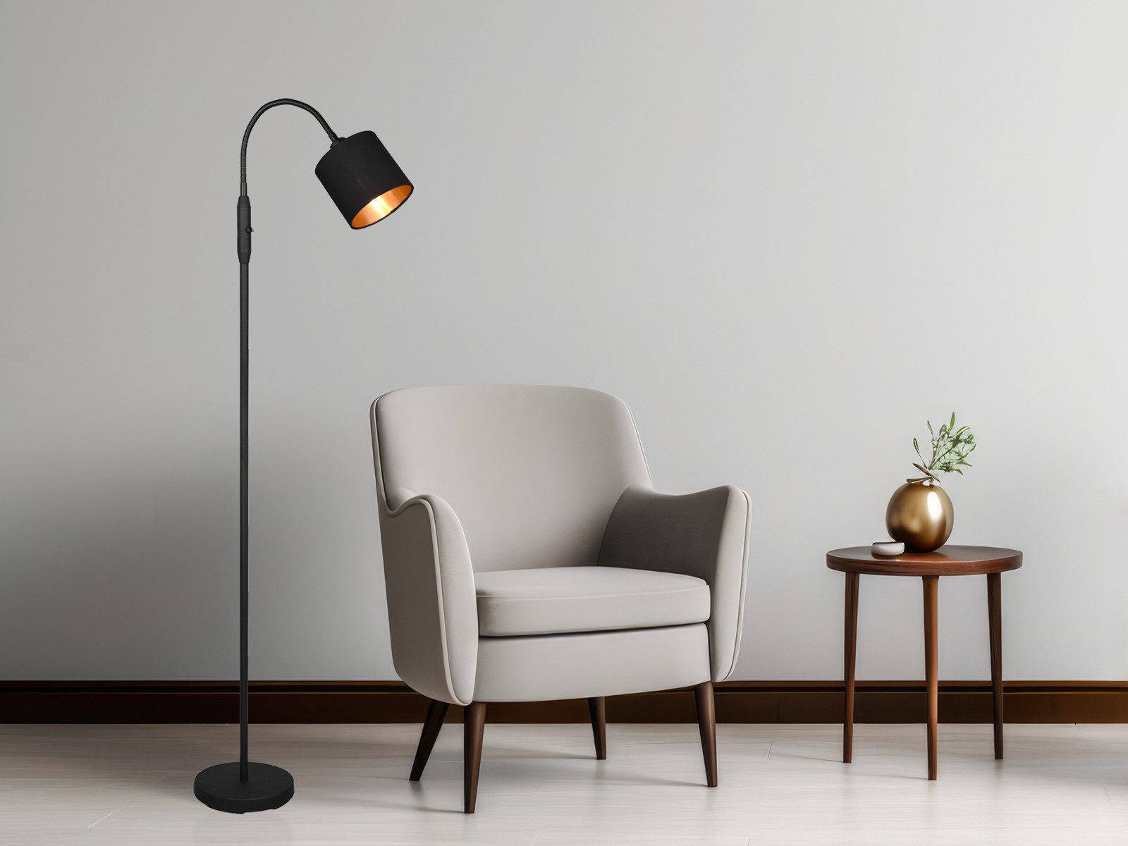 Reality Leuchten LED Stehlampe mit Flexarm & Stoffschirm, Höhe 130cm, Dimmf günstig online kaufen