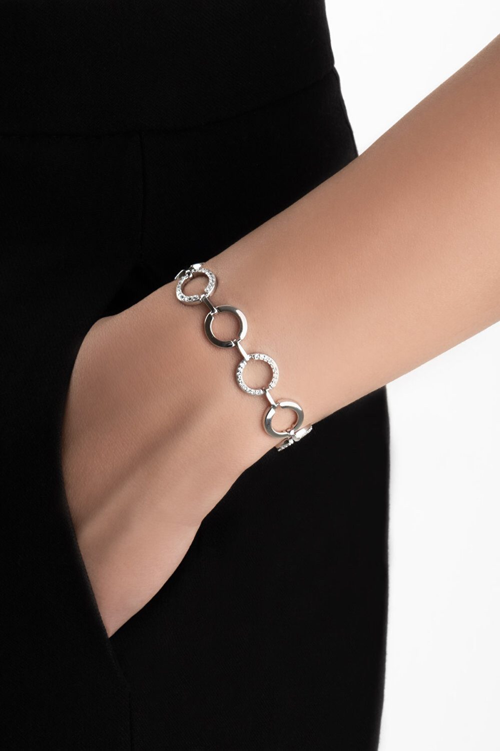 So CHIC... Armbandage Weißer Stein 18K Weißgold Armband