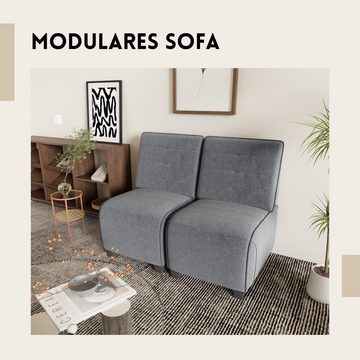 SeedWave Loungesofa Einfaches Modernes Modulares Sofa, Freizeit Schneeflocken-Samtstuhl, Kombinierbares Bequemes Einzelsessel, Grau