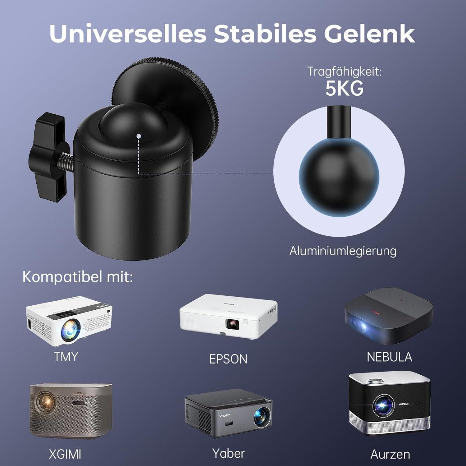 LuxusKollektion Beamer-Standfuß Beamerständer Höhenverstellbar 30 47 30cm ~ 47cm mit 1/4-Zoll-Schraube