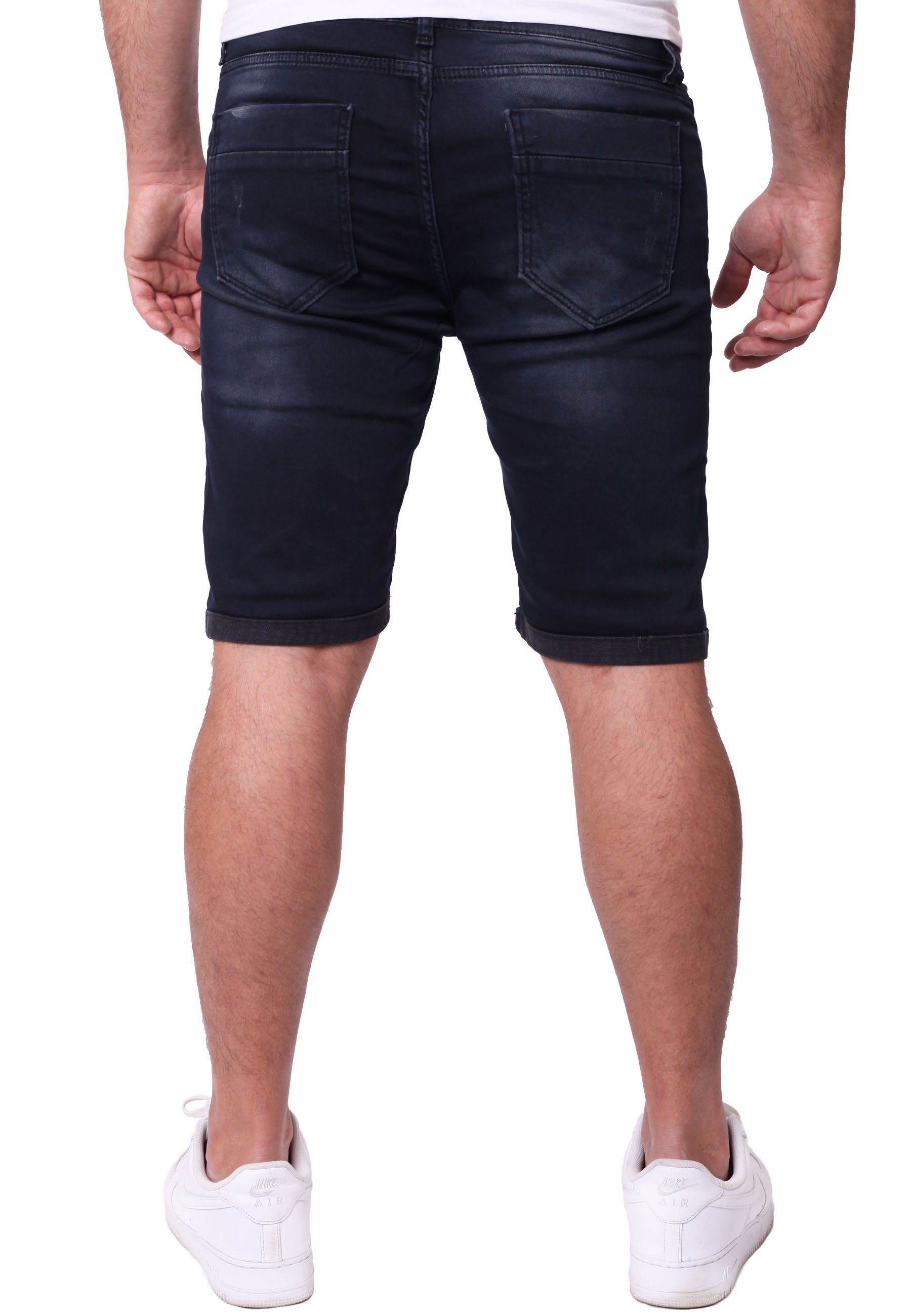 in Herren Sweathose Stretch dunkelblau Jeans-Shorts Jeansshorts Sweatjeans Shorts Reslad Reslad Kurze - Jeansbermudas Sommer Hosen Jeans-Hose Jeans Jeansopti