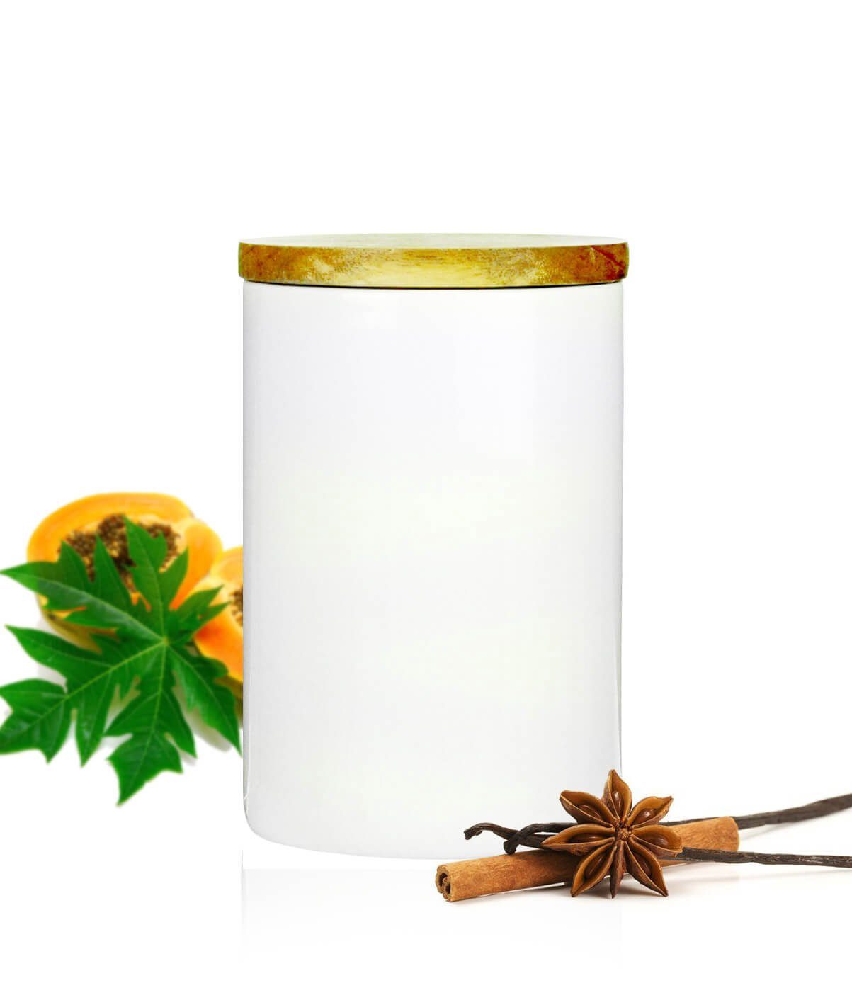 Sendez Vorratsdose Weiße 800ml mit Holzdeckel Gummidichtung Porzellan Vorratsbehälter