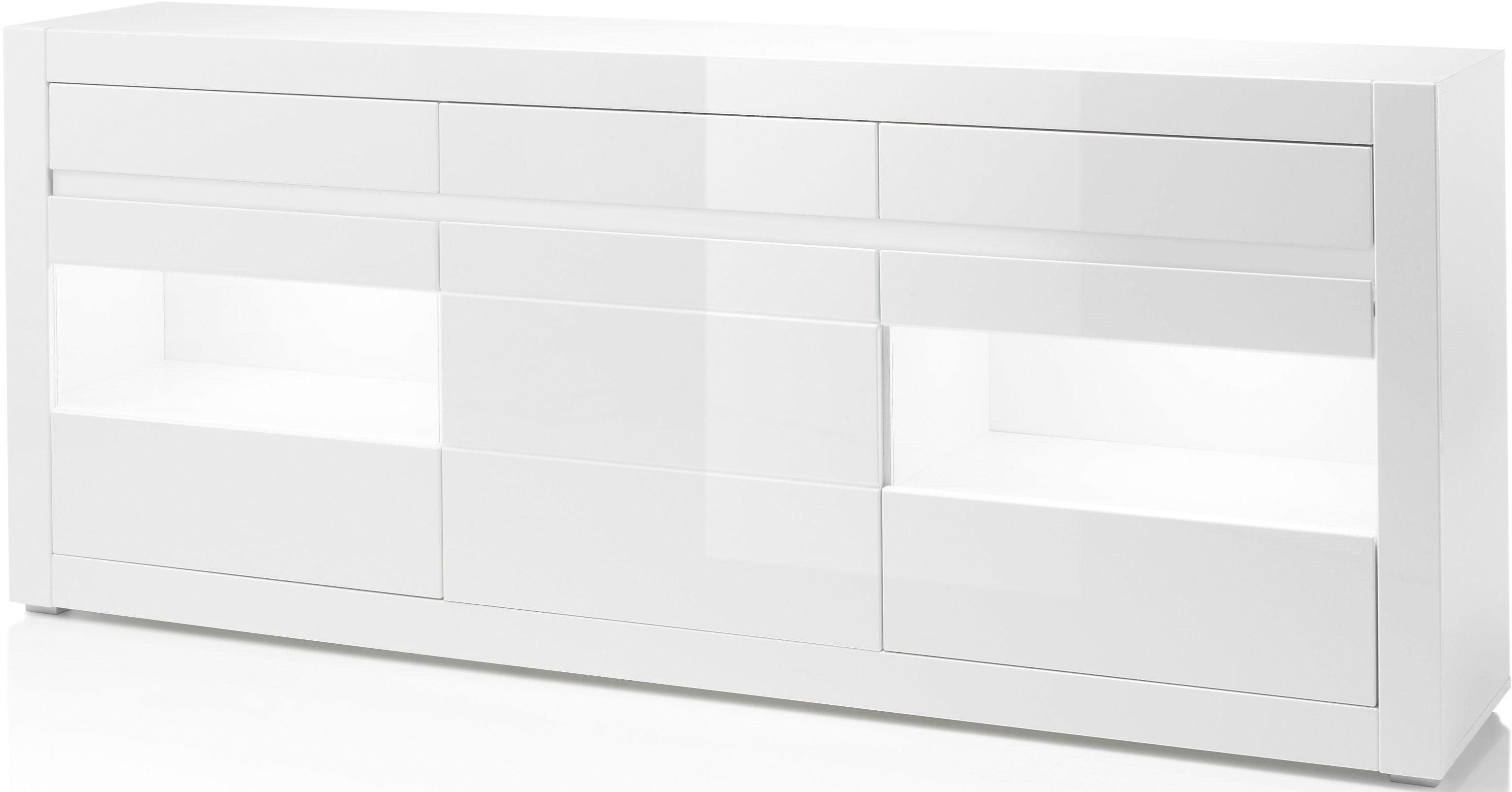 Home affaire Sideboard Carat, Breite 217 cm, wird mit zwei Leisten angeliefert, 1 x grau, 1 x weiss