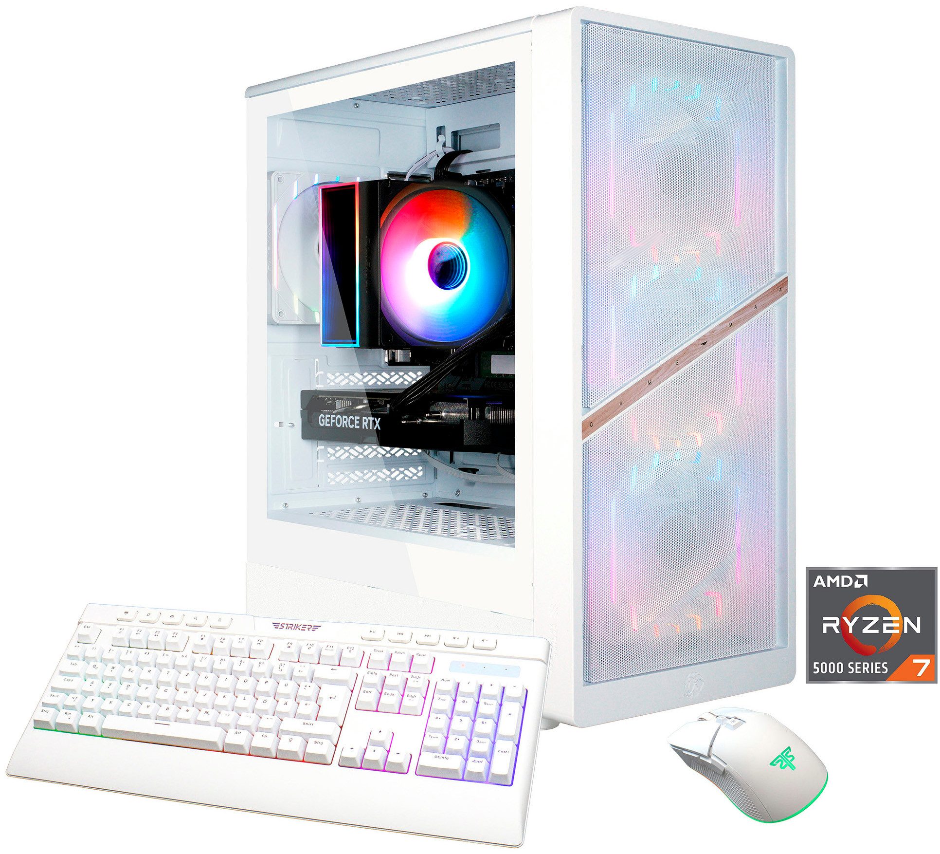 GAMEMAX AERIS MW AMD Ryzen 7 5700X 32GB 1TB SSD Gaming-PC (AMD Ryzen 7 5700X, RTX 5060 Ti, 32 GB RAM, 1000 GB SSD, Luftkühlung aktiv, Windows 11)