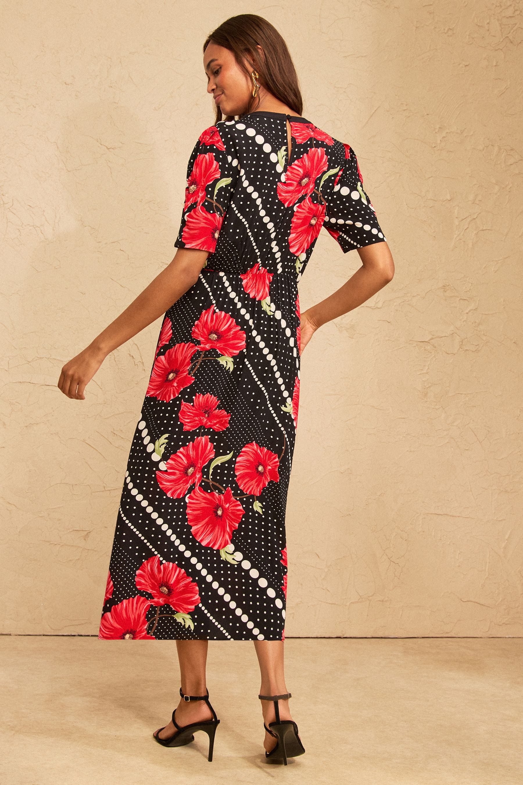 Love & Roses Midikleid Love & Roses Midikleid, Mohnblumen-Print, Regular (1-tlg)