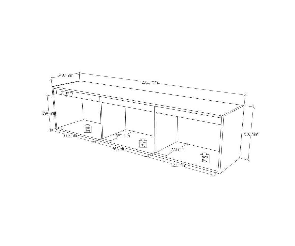 Hängeschrank | Eiche/lila, Raumteiler mit 3 Rooms Türen 206x42x50 premium Eiche/lila geschlossenen 3 Fächern Premium HYPE KINDER eiche/lila und