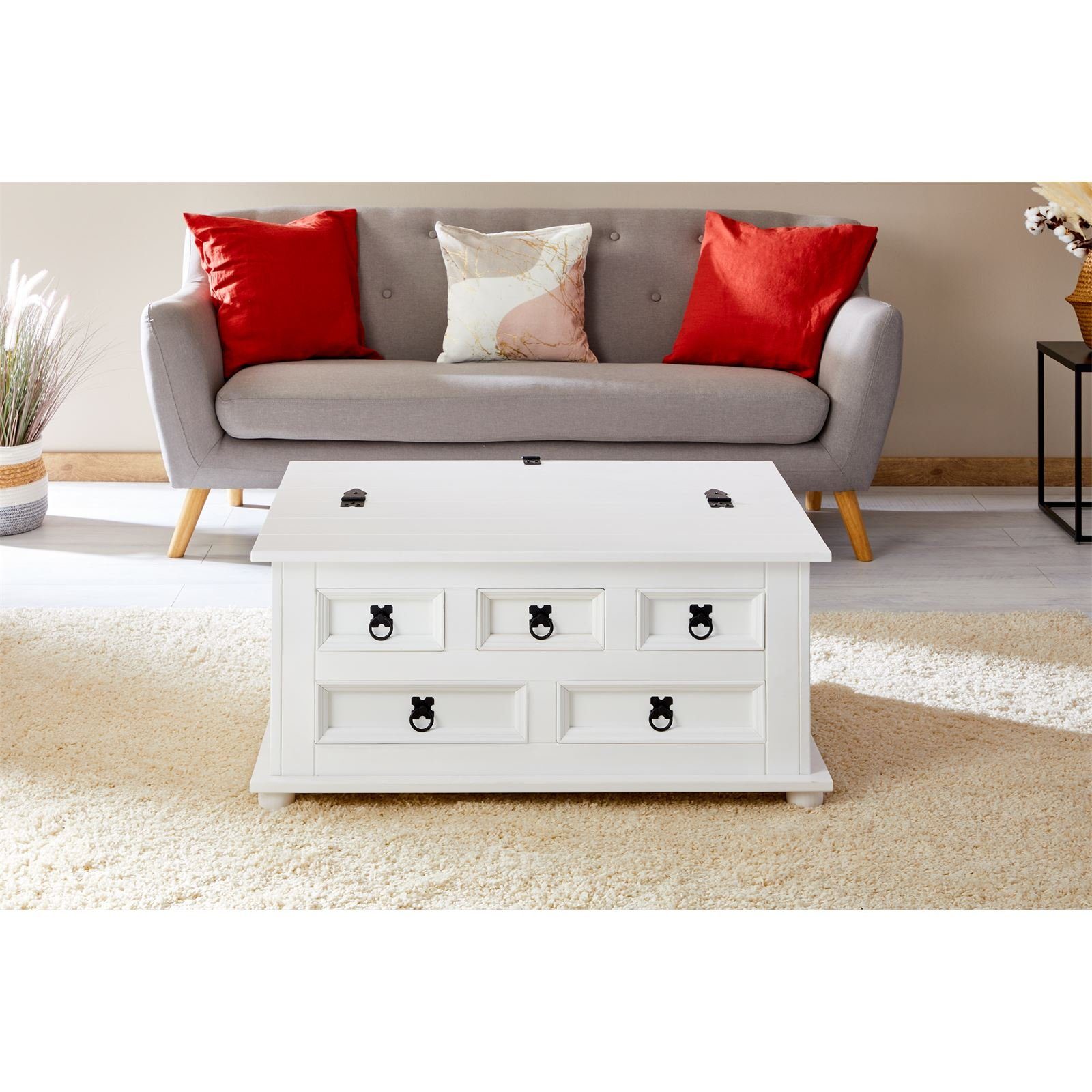 IDIMEX Truhentisch TEQUILA, Mexico Truhe mit Deckel & 5 Schubkästen, Kiefer günstig online kaufen