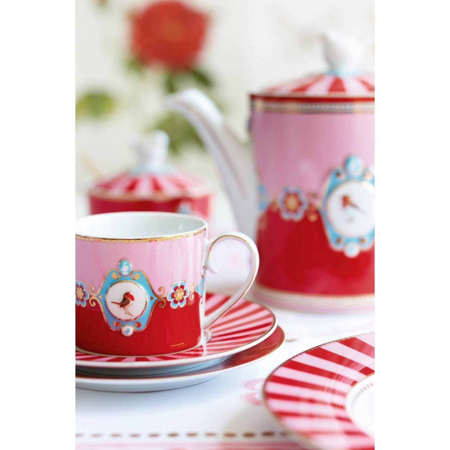 PiP Studio Tasse Henkelbecher Medallion Love Birds Stripes Rot-Pink (Groß) – Bild 2 von 5