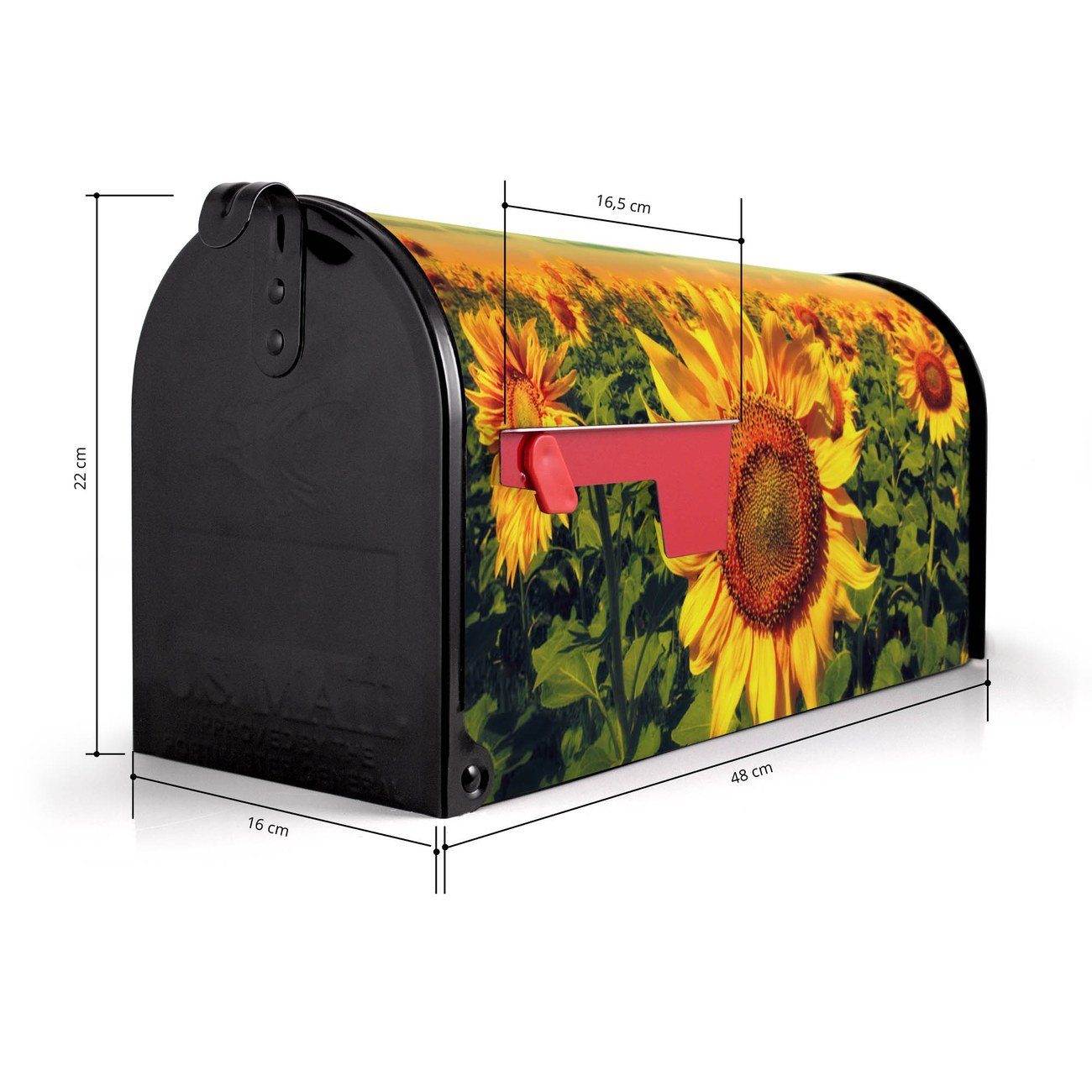 original Sonnenblumen Mailbox cm Briefkasten, 51 aus USA), x Mississippi (Amerikanischer 22 17 Briefkasten schwarz Amerikanischer banjado x