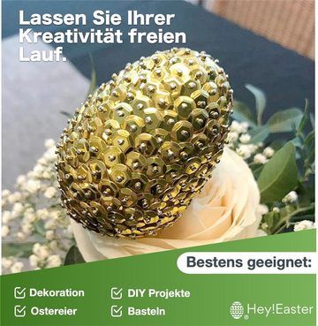 Hey!Easter® Styropor-Ei Ostern Bastel Set 10x Styroporeier - Bunte Pailetten - Stecknadeln, Anlass: Ostern