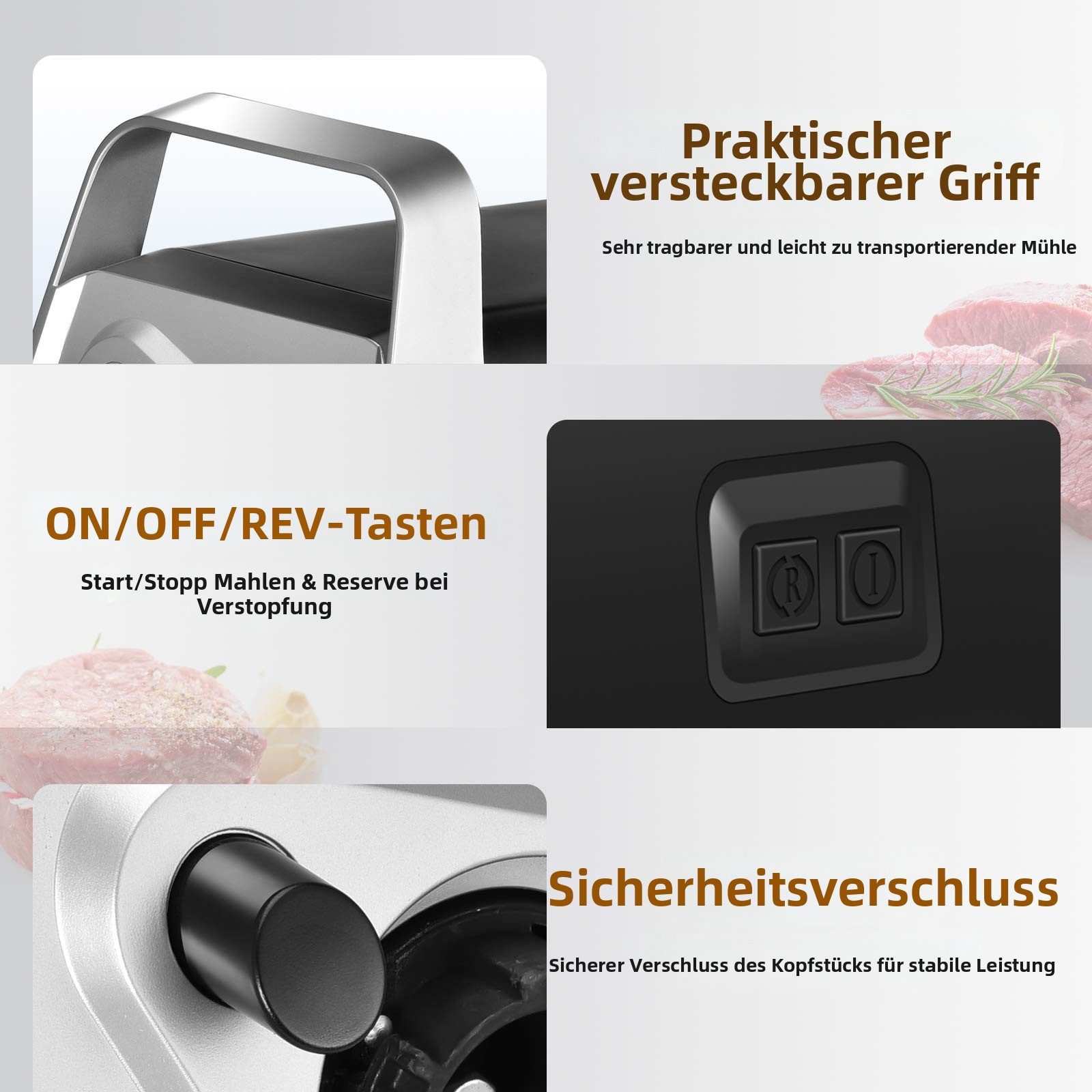 CHEFFANO Fleischwolf Elektrischer Fleischwolf mit Wurstfüller, 350 W