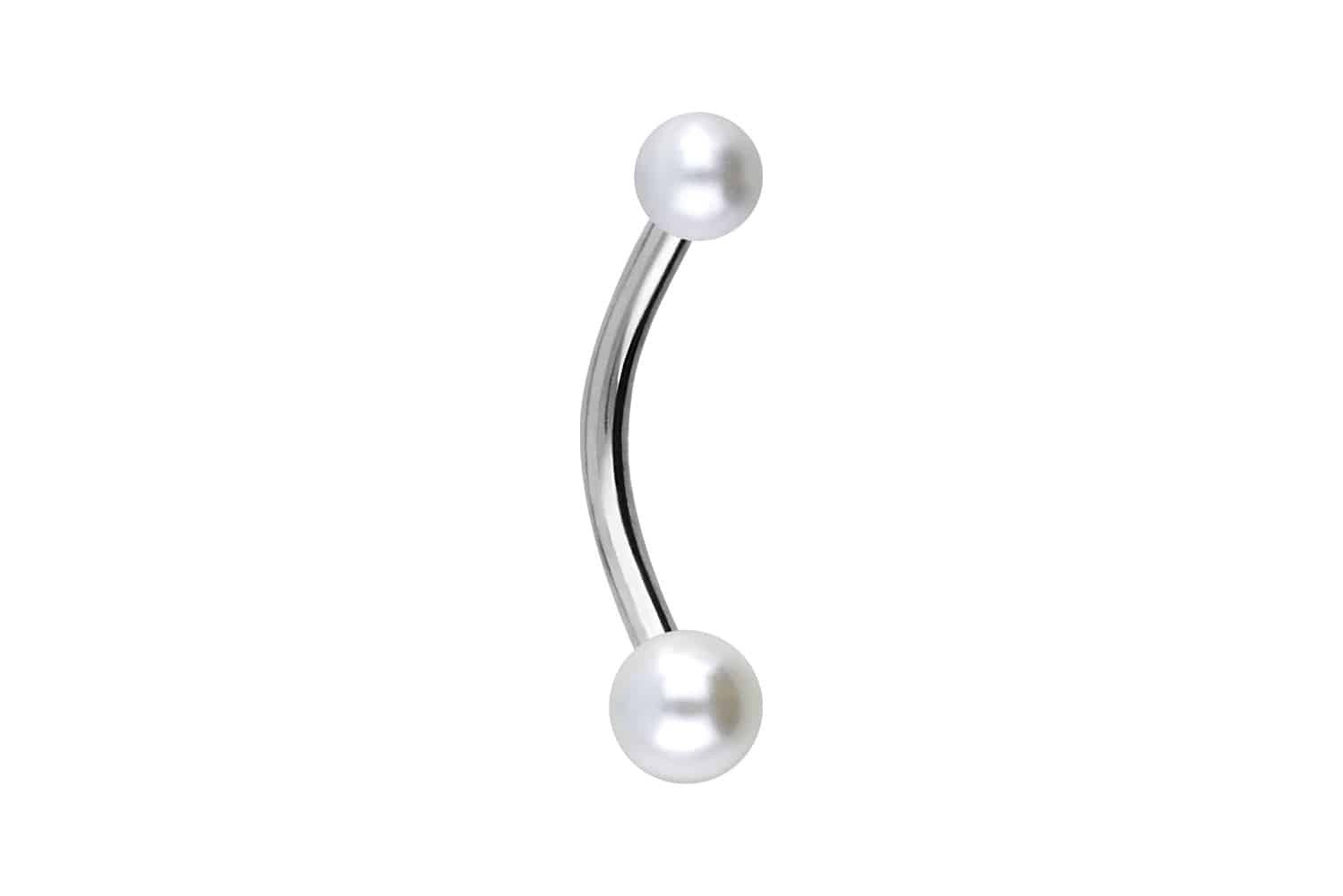 PIERCINGLINE Bauchnabelpiercing Chirurgenstahl Mini Bananabell SYNTHETISCHE PERLEN (Bananabells, 1-tlg)
