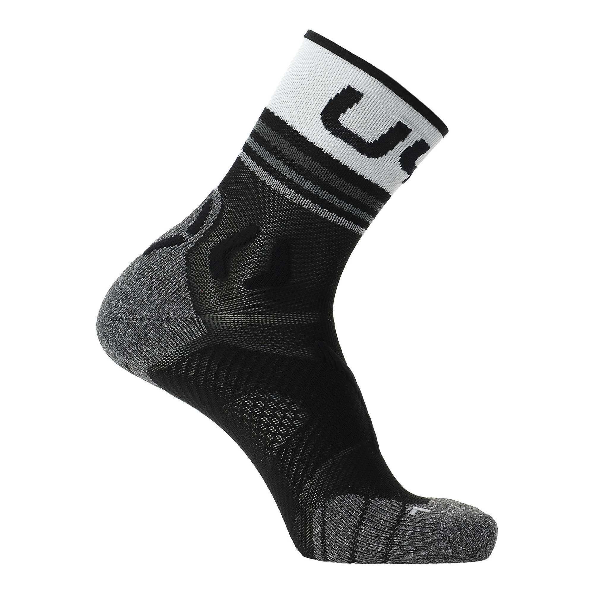 UYN Sportsocken Damen Running Socks, White Sneaker Black Socken - One Short 