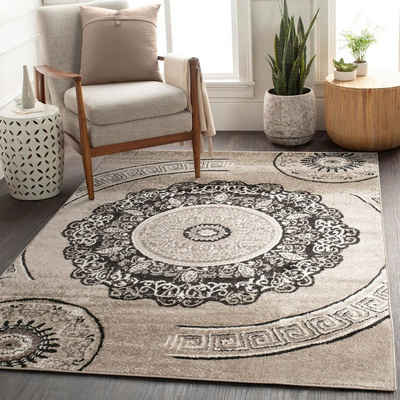 Teppich Kurzflor Wohnzimmer Teppich Vintage Mandala Muster, TT Home, Läufer, Höhe: 12 mm