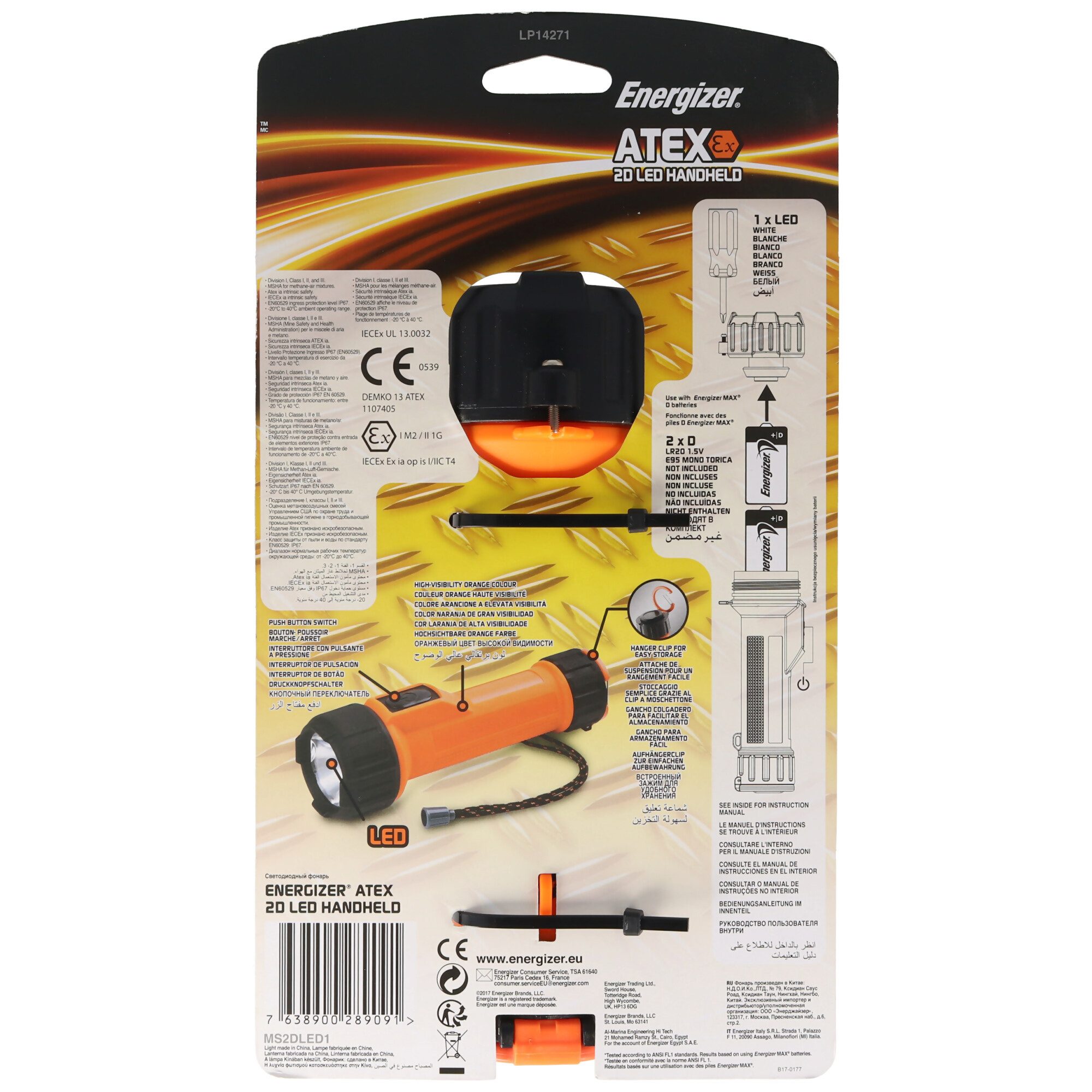 Energizer LED Taschenlampe Energizer 2D ATEX - Taschenlampe - LED - weißes Licht - Schwarz, Sich
