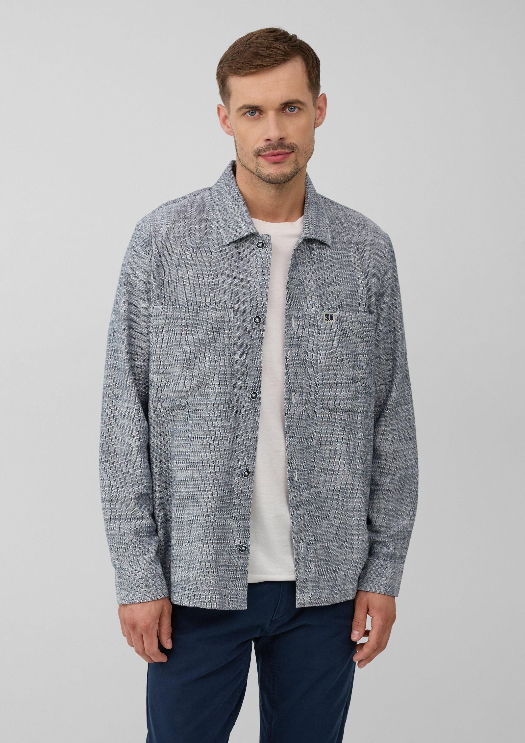 s.Oliver Langarmhemd Hemd Leichtes Overshirt mit Struktur und aufgesetzten Taschen