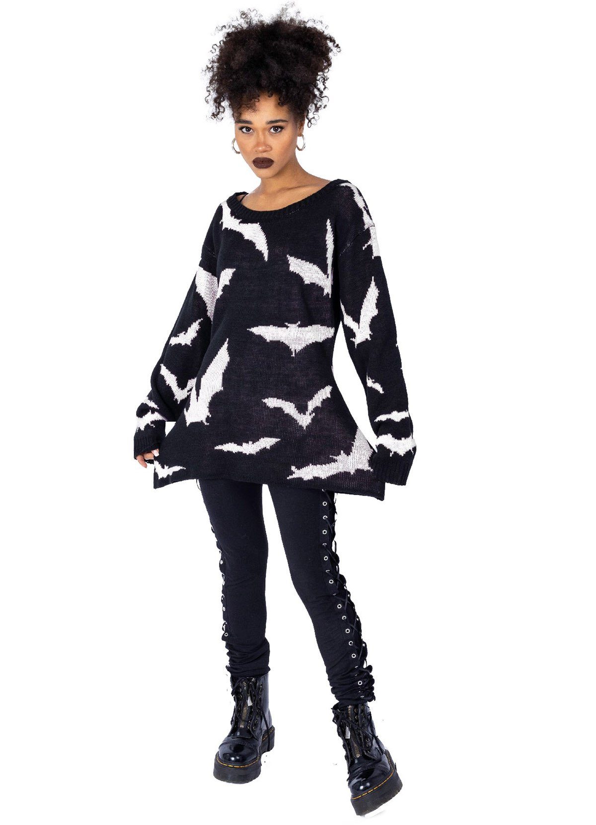 Heartless Strickpullover Rule The Night Strickpulli Gothic Bats Fledermaus günstig online kaufen