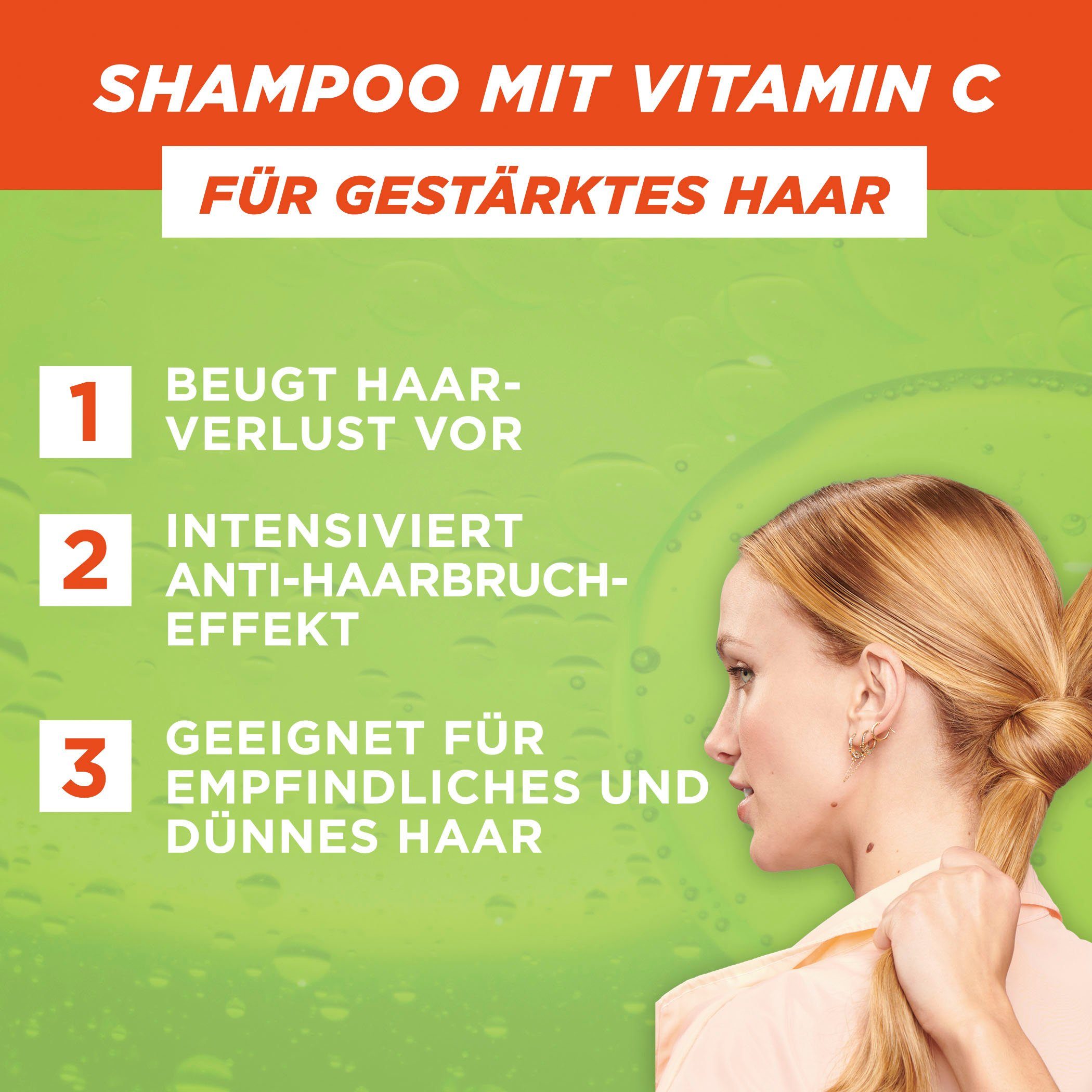 GARNIER Haarshampoo Garnier Fructis Vitamine & Kraft Shampoo, Set, 6-tlg., Geeignet für dünnes Haar
