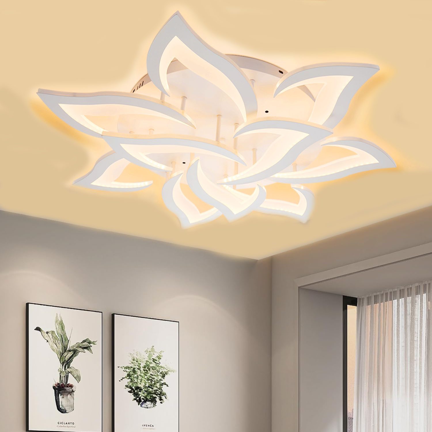 oyajia Deckenleuchte 10 Köpfe LED Deckenleuchte 82cm, Blumenförmiges Wohnzimmer Deckenlampe, LED fest integriert