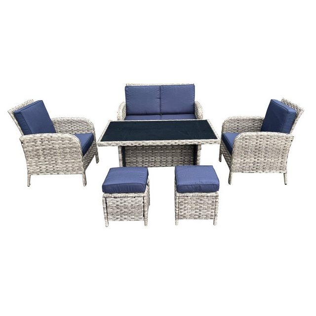 HTI-Living Gartenlounge-Set Terrassenmöbel Biassa, (Set, 6-tlg), Loungegarnitur Polyrattan