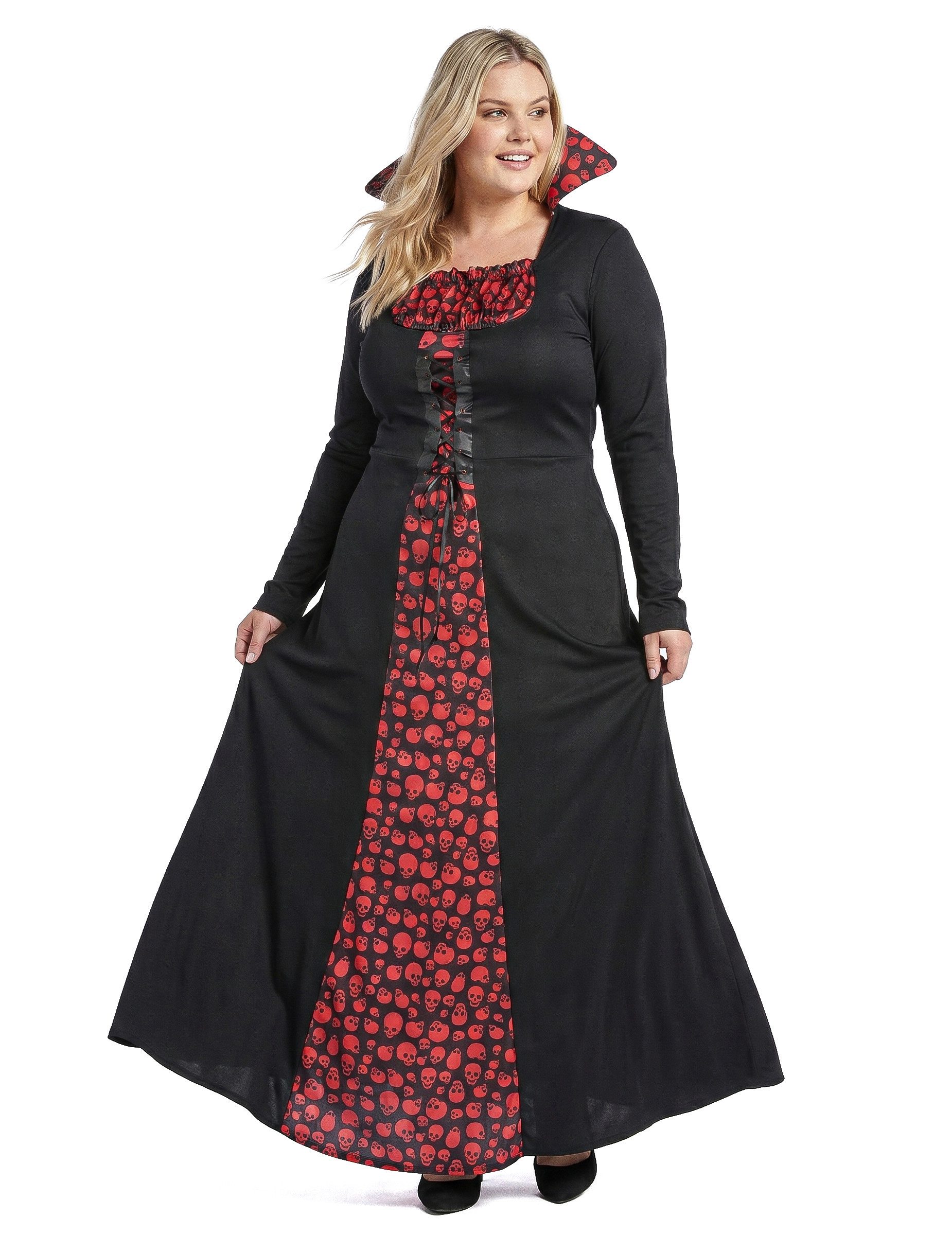 JADEO Kostüm Plus Size Vampir-Kostüm für Damen schwarz-rot