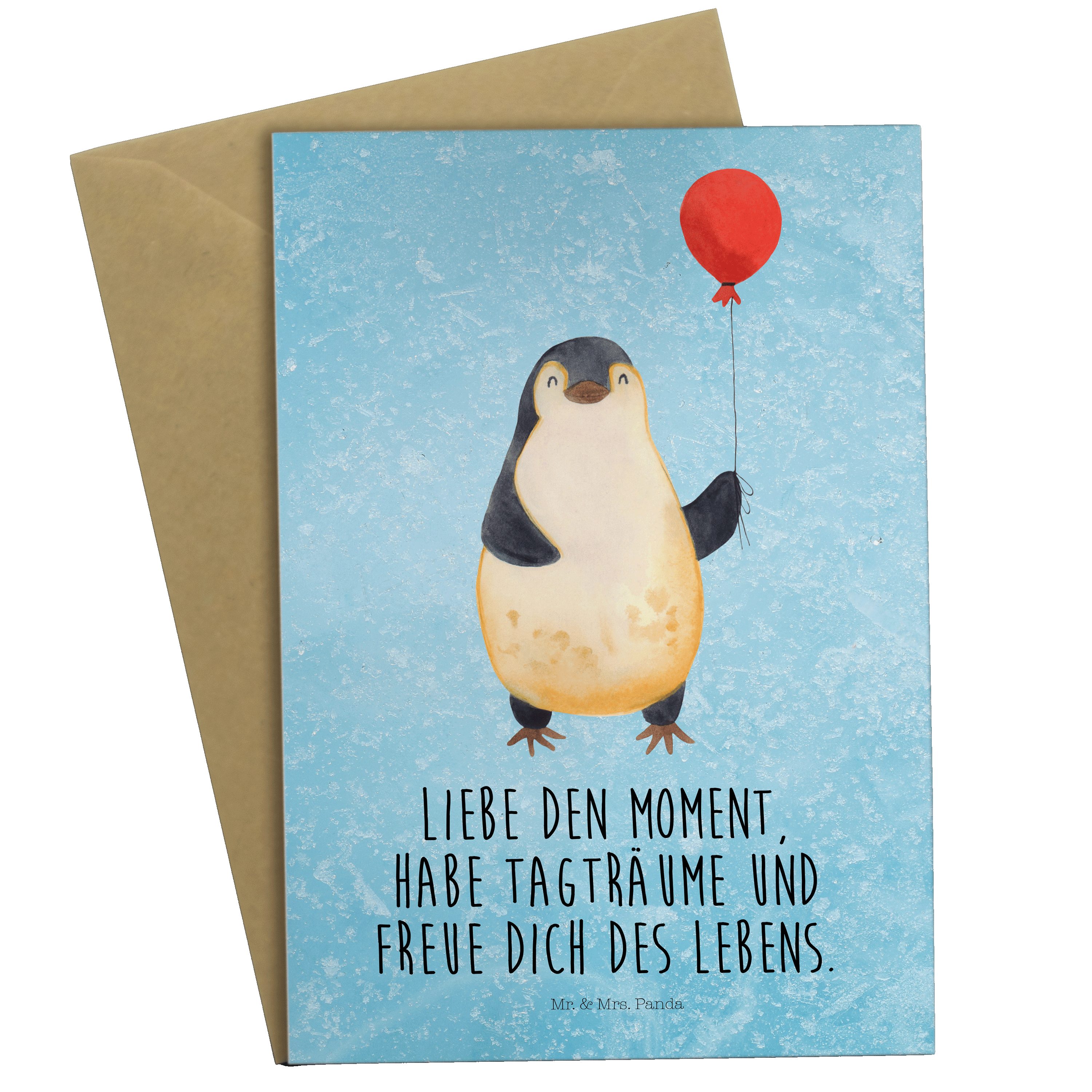 Mr. & - Panda Gebur Motivation, Luftballon - Jahrmarkt, Mrs. Eisblau Pinguin Geschenk, Grußkarte