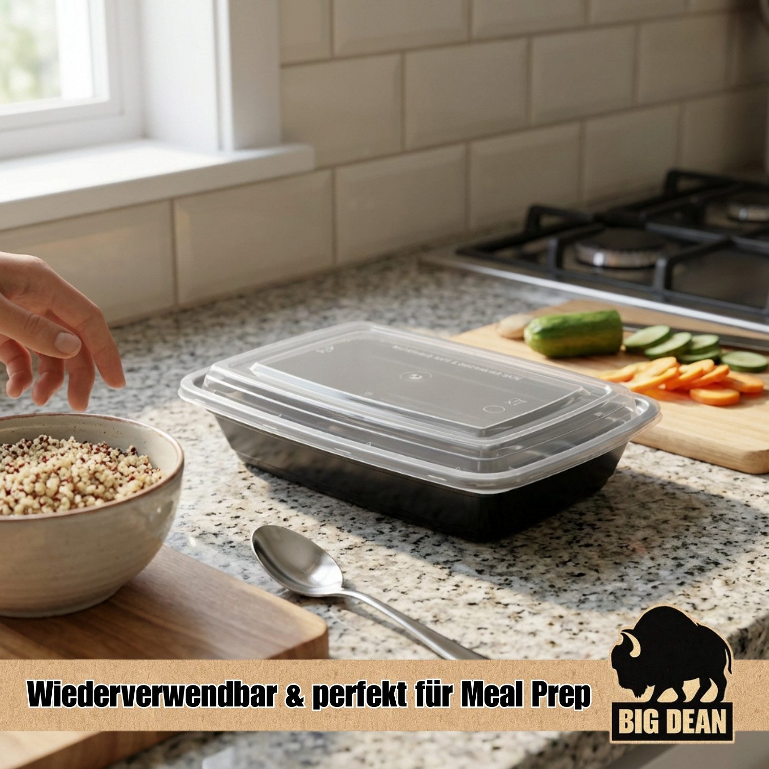 BigDean Lunchbox Wiederverwendbare Meal Prep Boxen mit Deckel (10 Stück), Kunststoff, (Set, 10-tlg., Meal-Prep Boxen), Auslaufsicher, Kompakt, Stapelbar, Mikrowellen & Spülmaschinenfest.