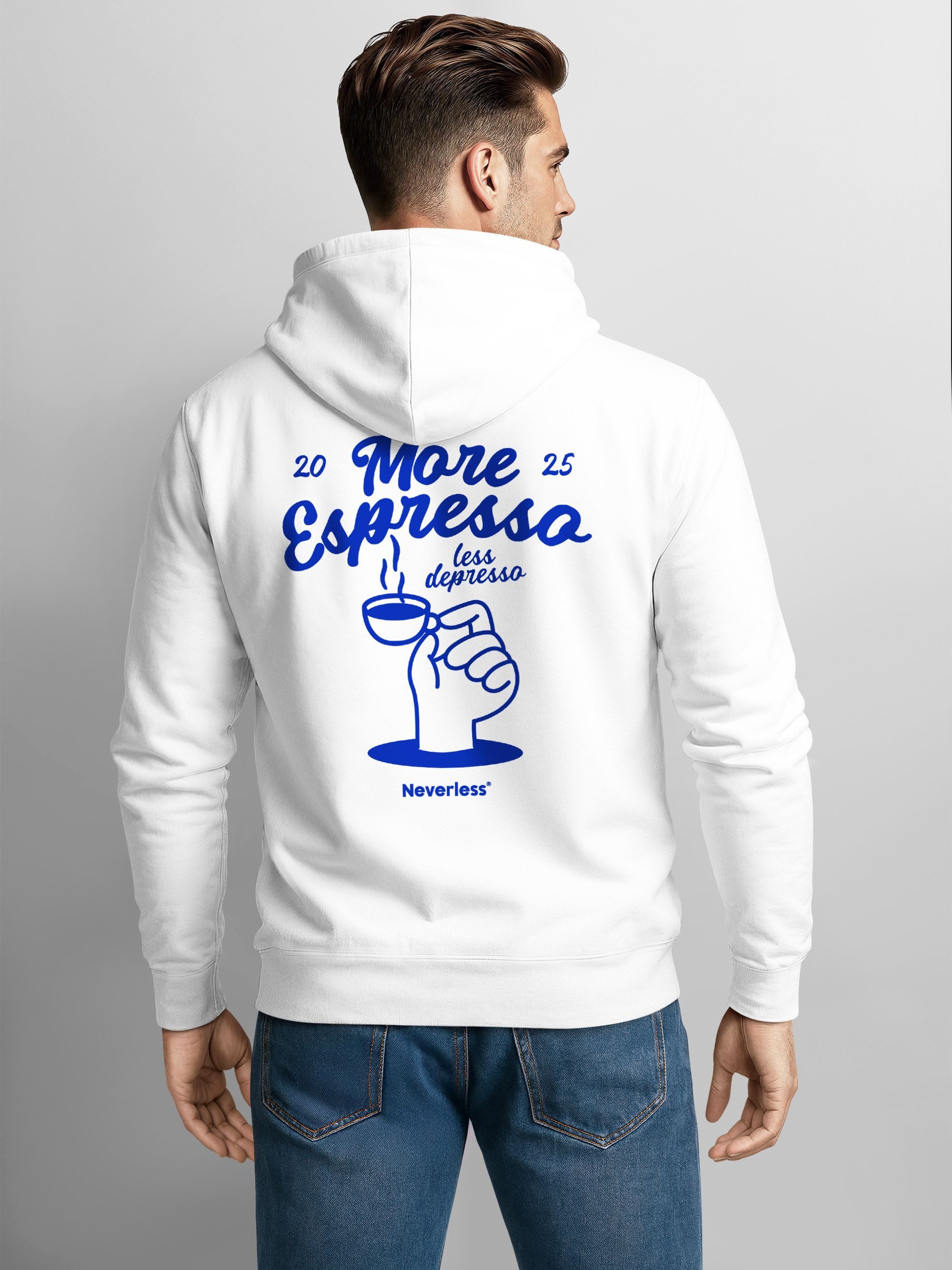 Sweatjacke Herren Sweatjacke Backprint More Espresso Kaffee Liebhaber Zipjacke