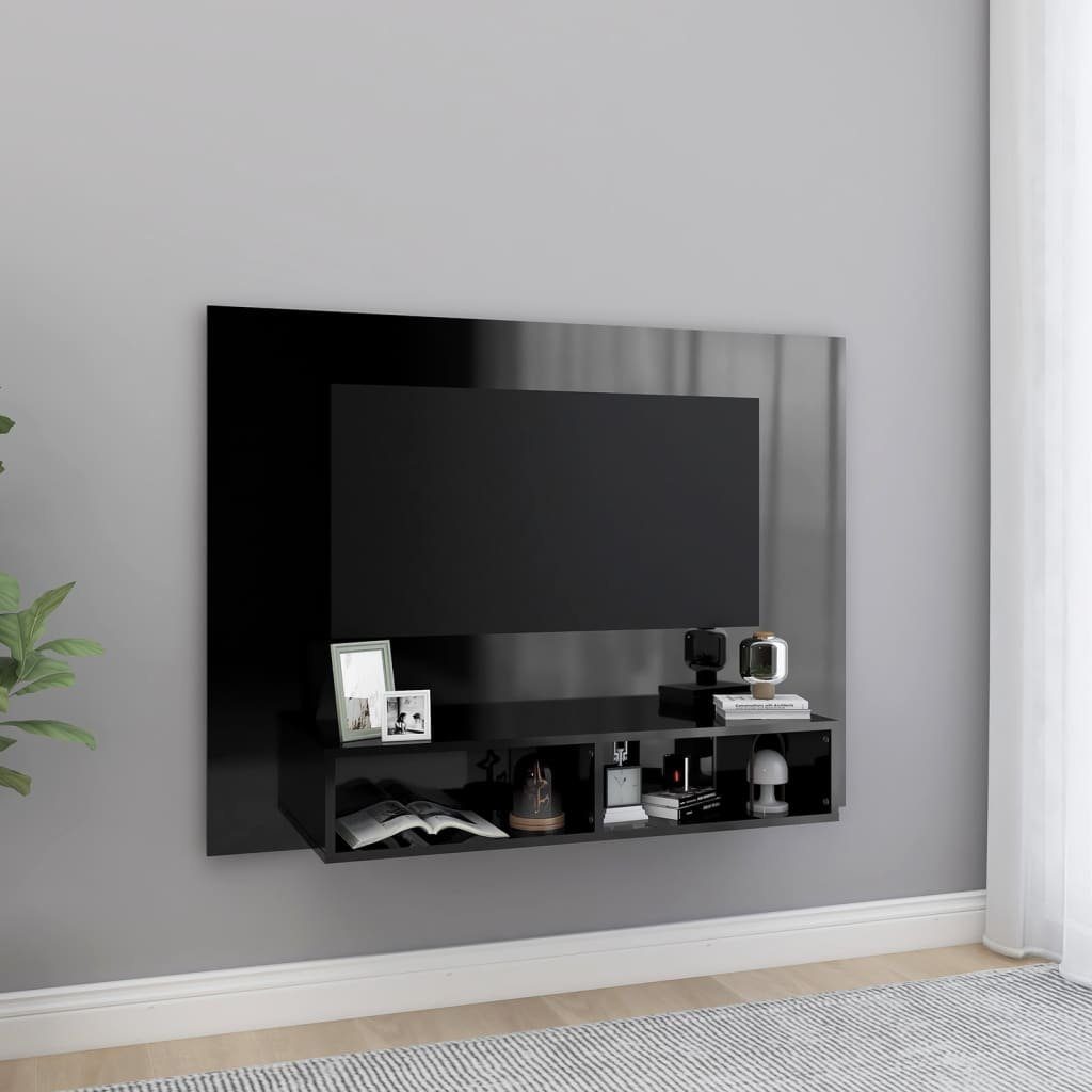 Holzwerkstoff TV-Schrank cm 120x23,5x90 Hochglanz-Schwarz furnicato TV-Wandschrank