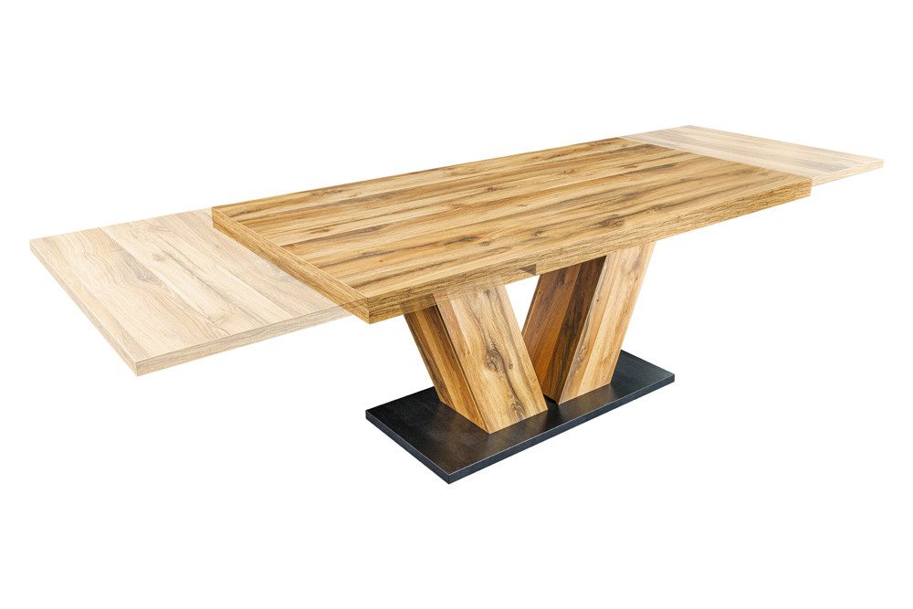 riess-ambiente Esstisch MONTREAL 180-280cm natur - Eiche-Design, ausziehbar, V-Gestell (Einzelartikel, 1-St), Industrial Look für Esszimmer & Konferenzraum – ideal bis 12 Personen