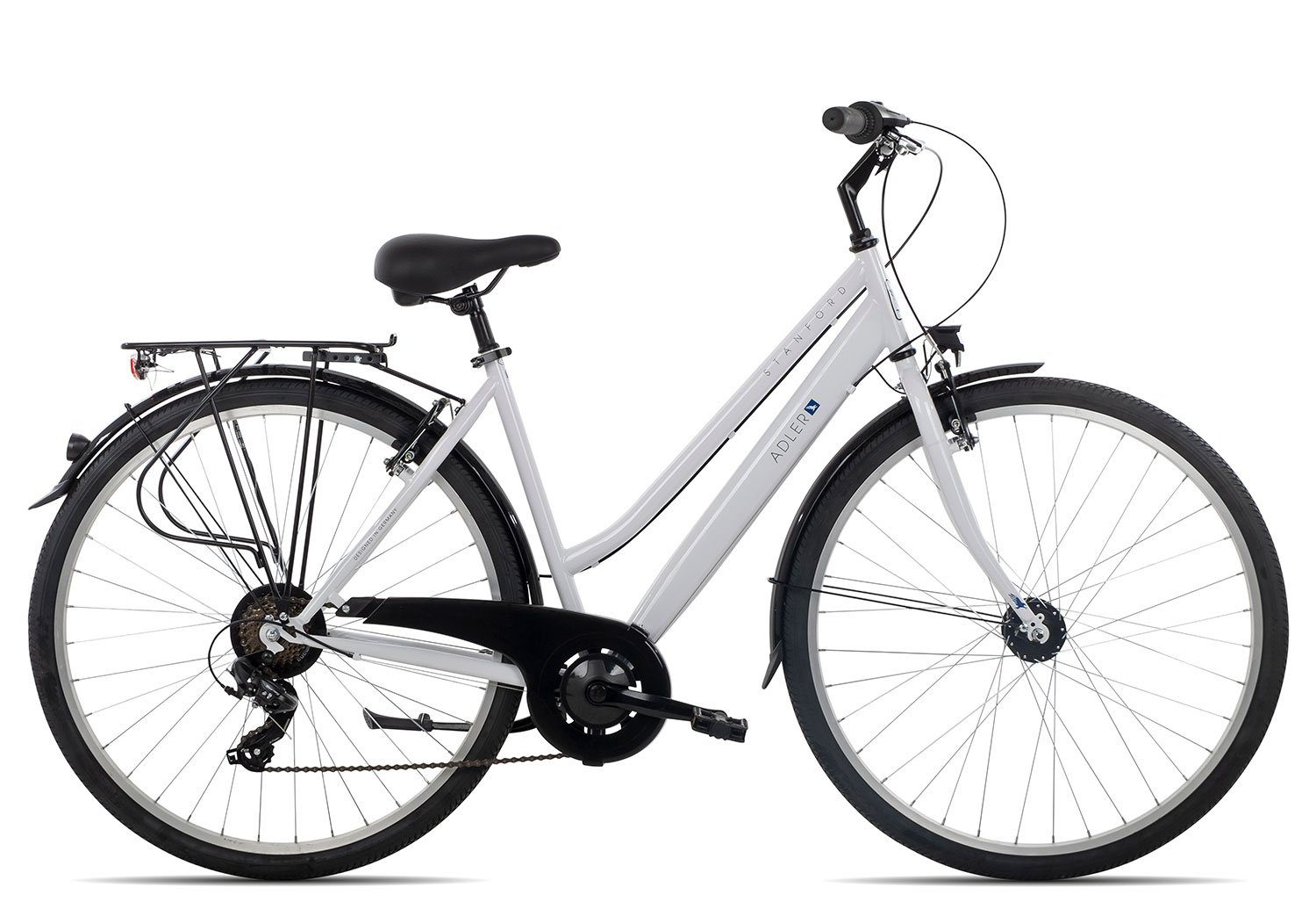 Adler Cityrad Stanford Trapez, 7 Gang Shimano Tourney 7 Schaltwerk, Kettenschaltung, Citybike weiß weiss | Citybikes