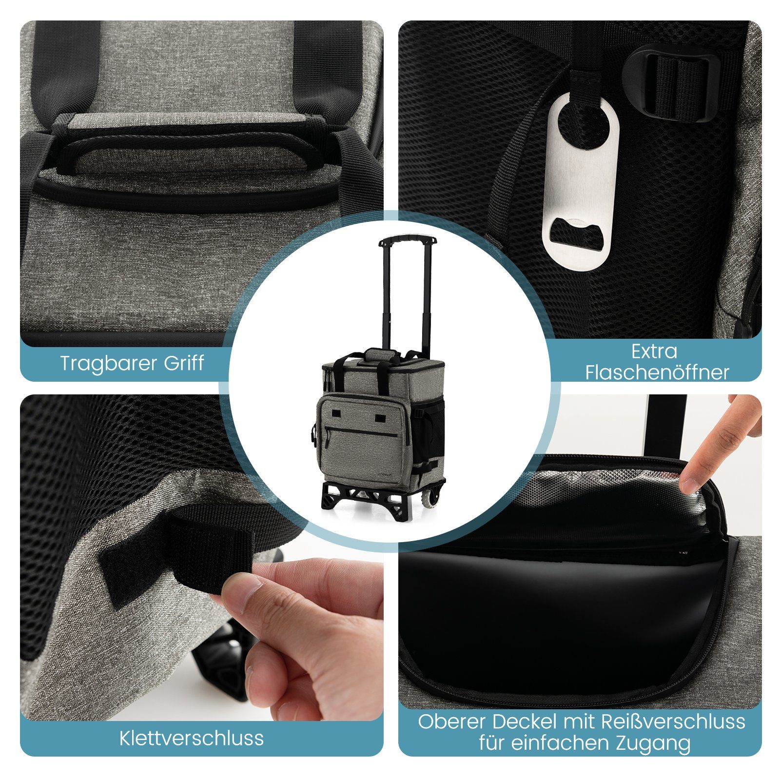 DS Lux Einkaufstrolley 40 Liter - Klappbarer Einkaufswagen Bis 25 Kg, Mit Schloss