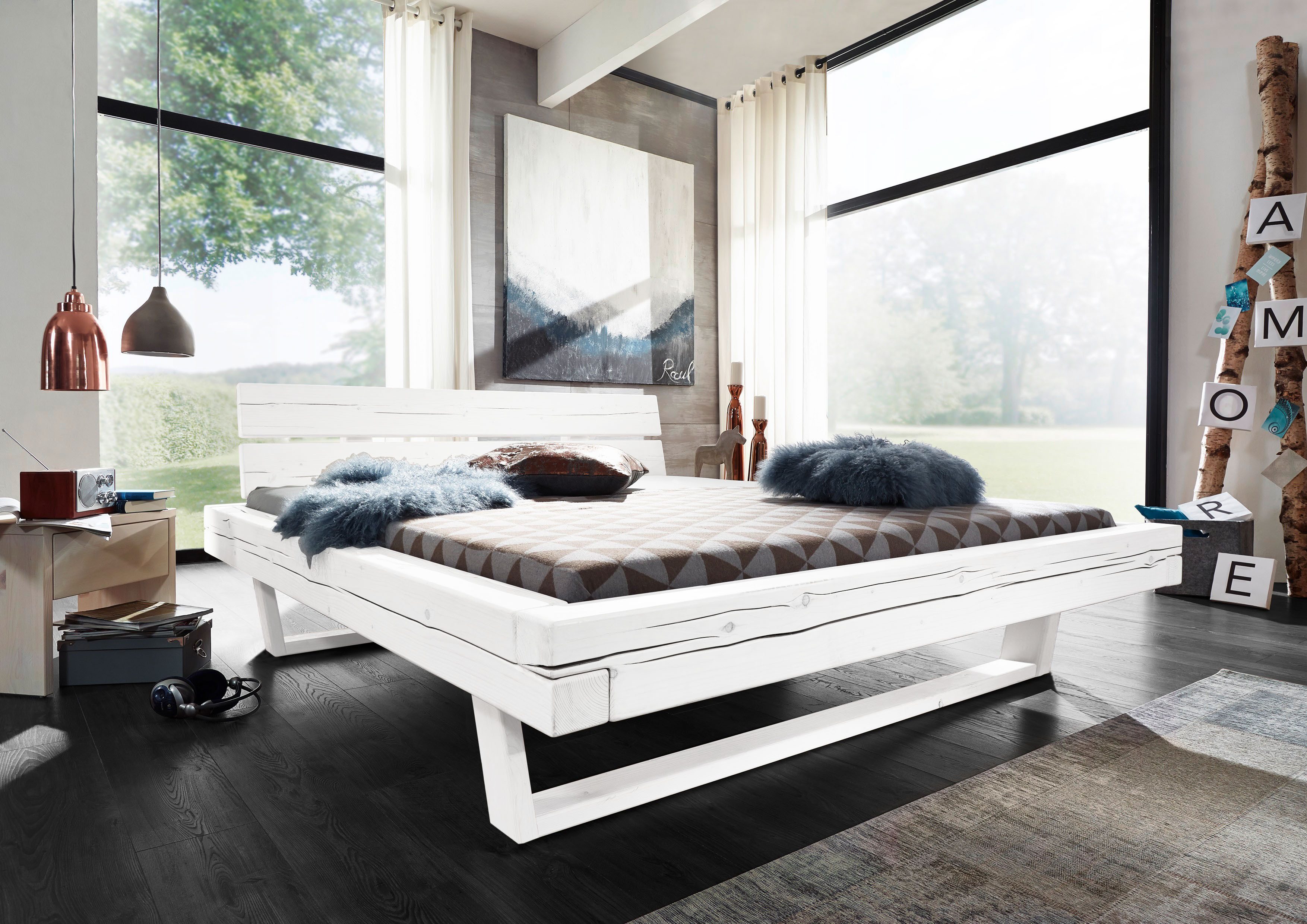 Lebenswert Massivholzbett Long Beach, 182 x 85 x 222 cm (B/H/T)