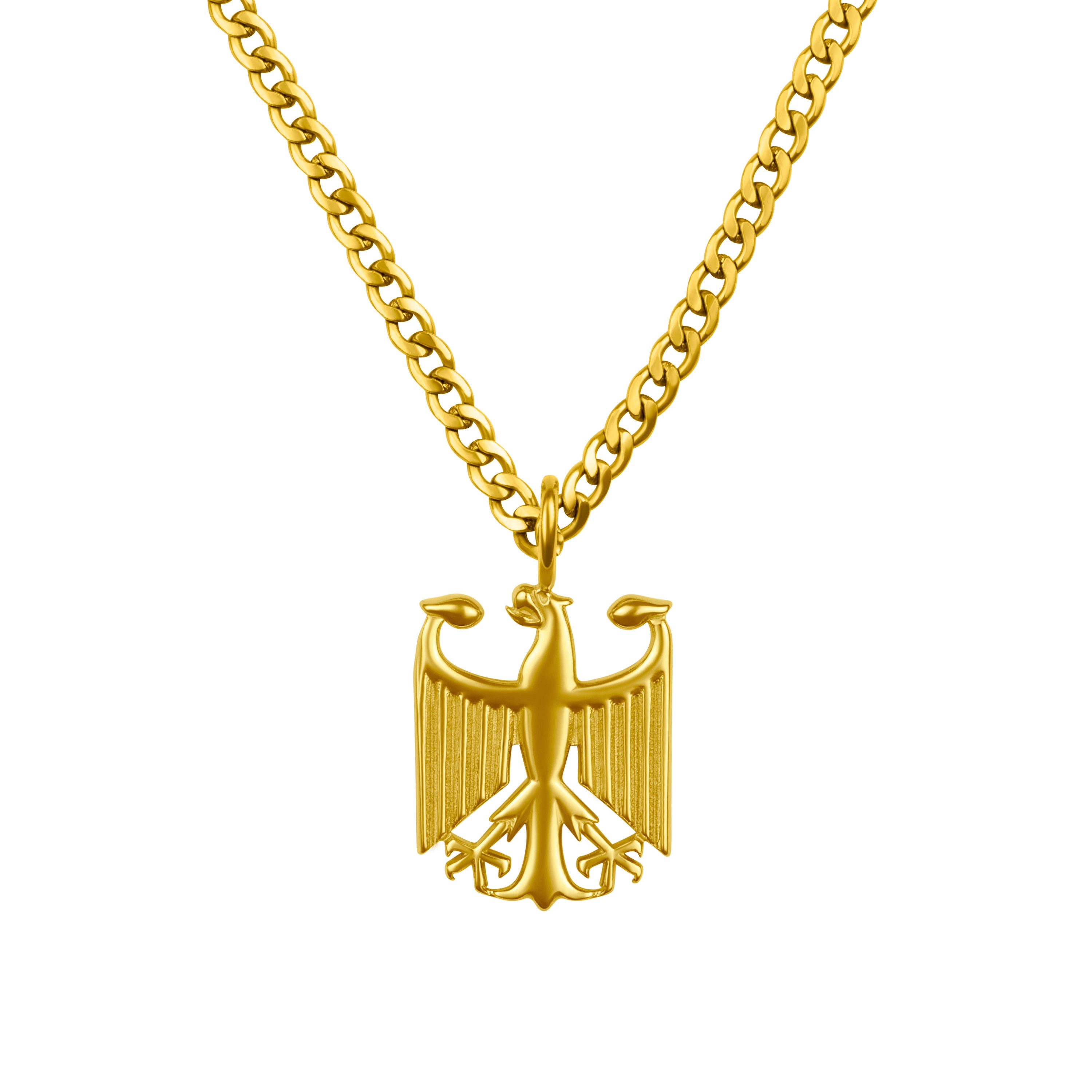 d'origine Kette mit Anhänger Deutschland Kette Herren – Bundesadler Wappen (Edelstahl)
