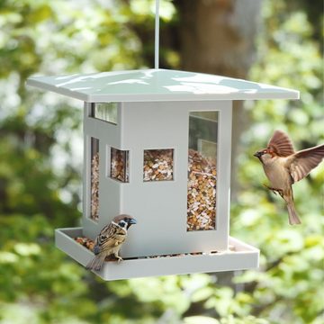Umbra Vogelhaus Bird Cafe in Grau, Moderner Vogelfutterspender zum Aufhängen aus Kunststoff