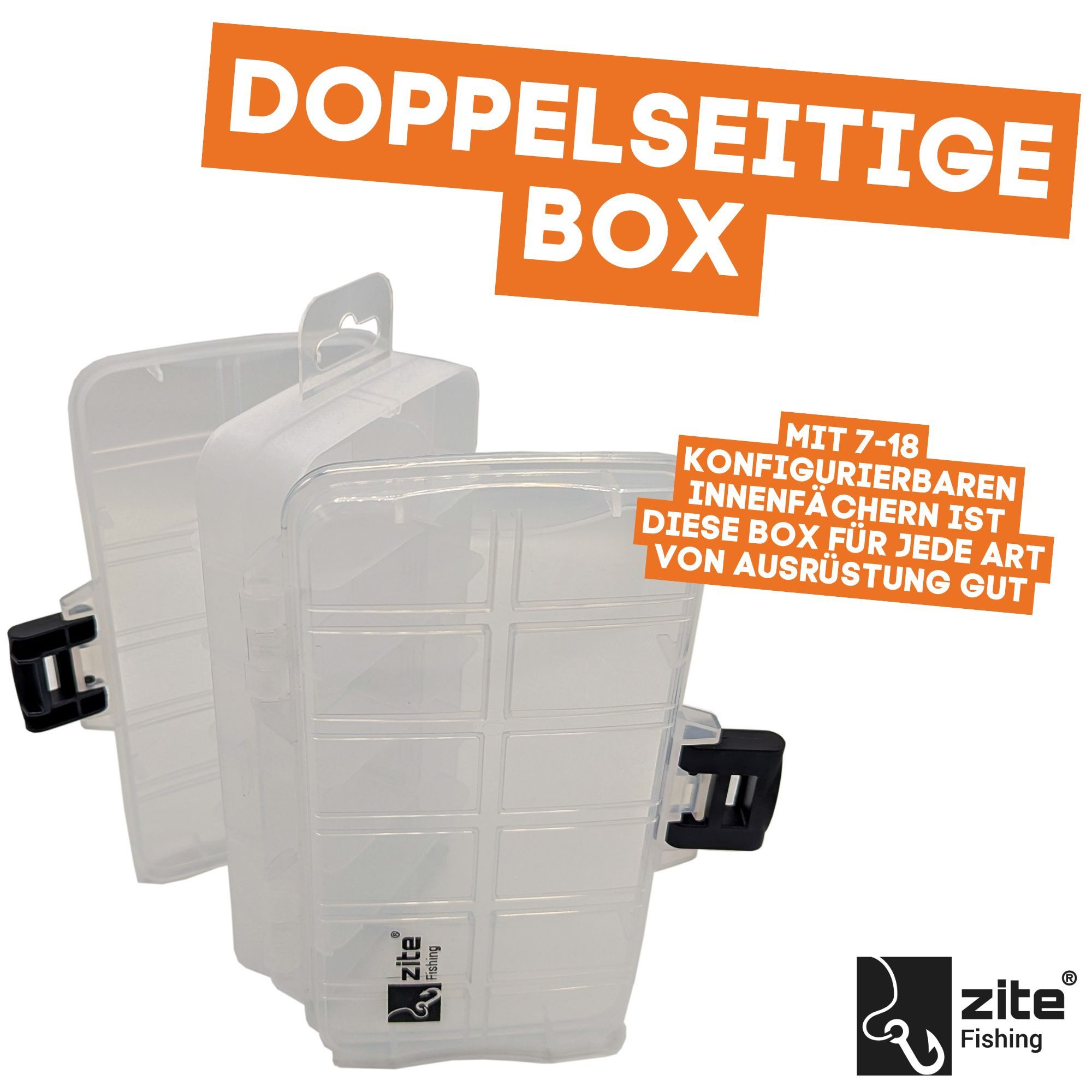 Zite Angelkoffer Double Face Tacklebox 18 Fächer 23x13x6,1cm Metallköder & mehr Angeln