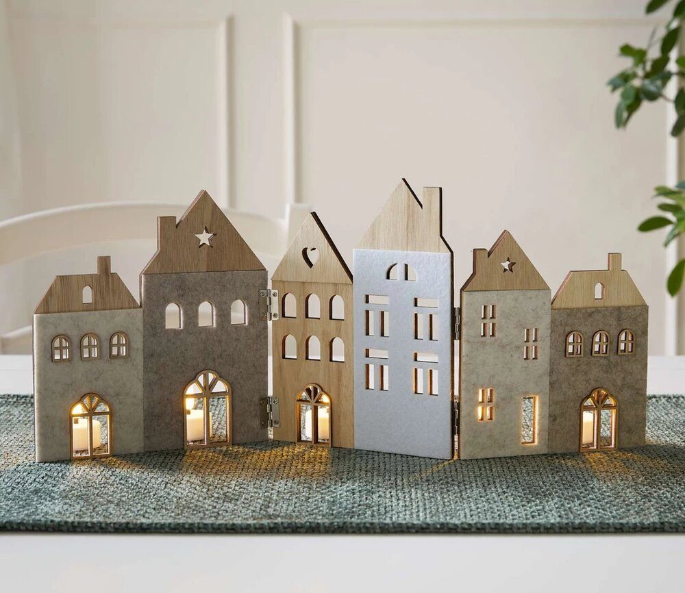 Home-trends24.de Dekofigur Häuser Haus Holz Deko Winter Häuserfront Aufstel günstig online kaufen