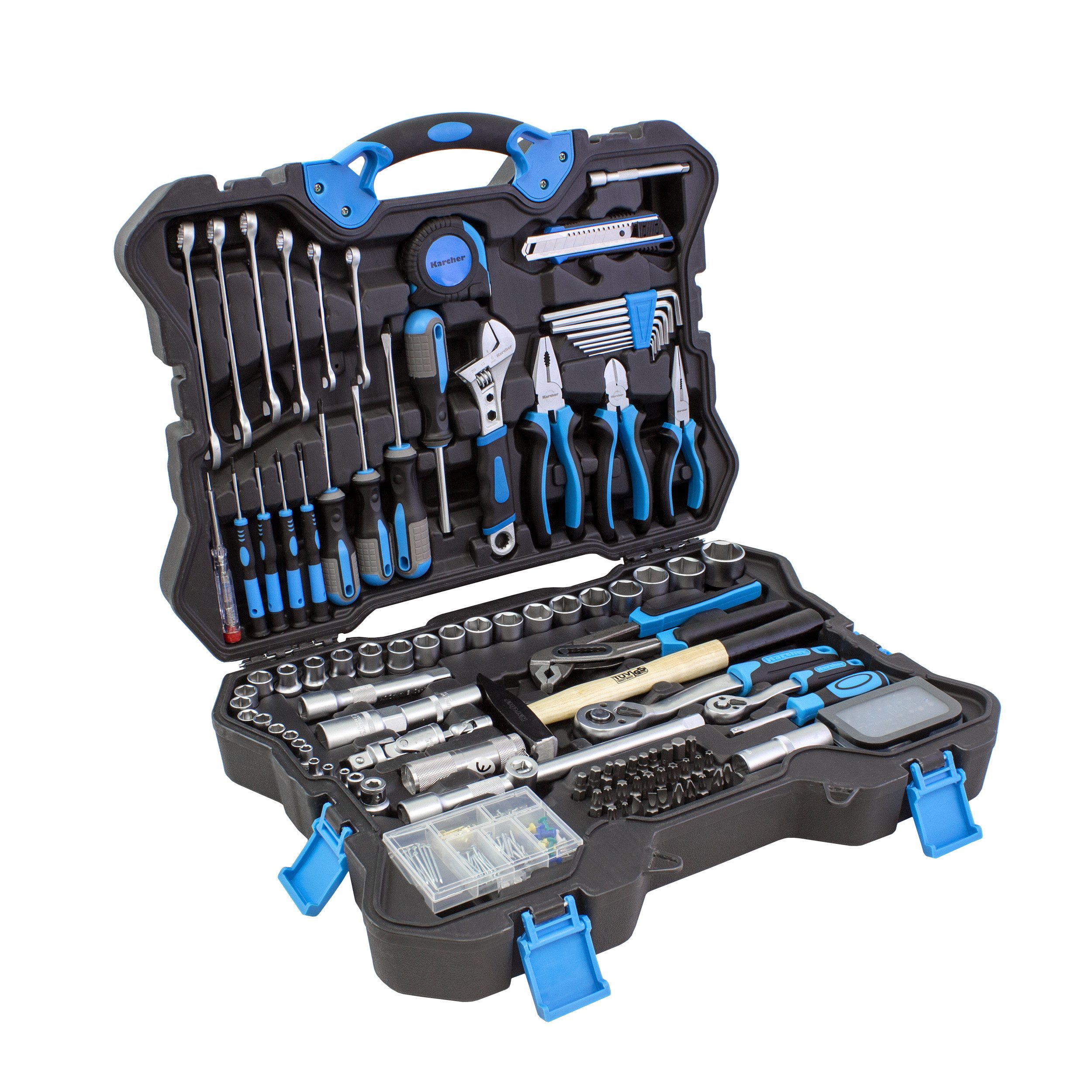 Karcher Werkzeugset 135-teilig, (135-tlg), Werkzeugkoffer Chrom Vanadium & Karbonstahl, im Koffer