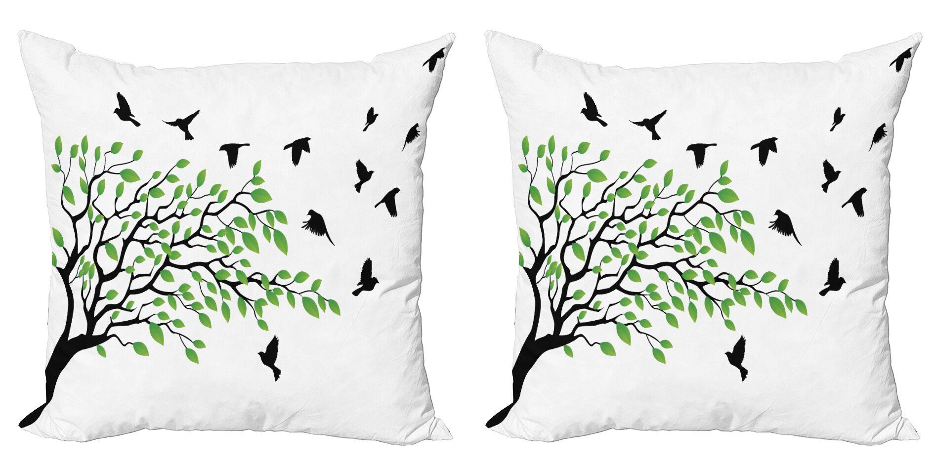 Kissenbezüge Modern Accent Doppelseitiger Digitaldruck, Abakuhaus (2 Stück), Baum Flying Birds Frühling Frieden
