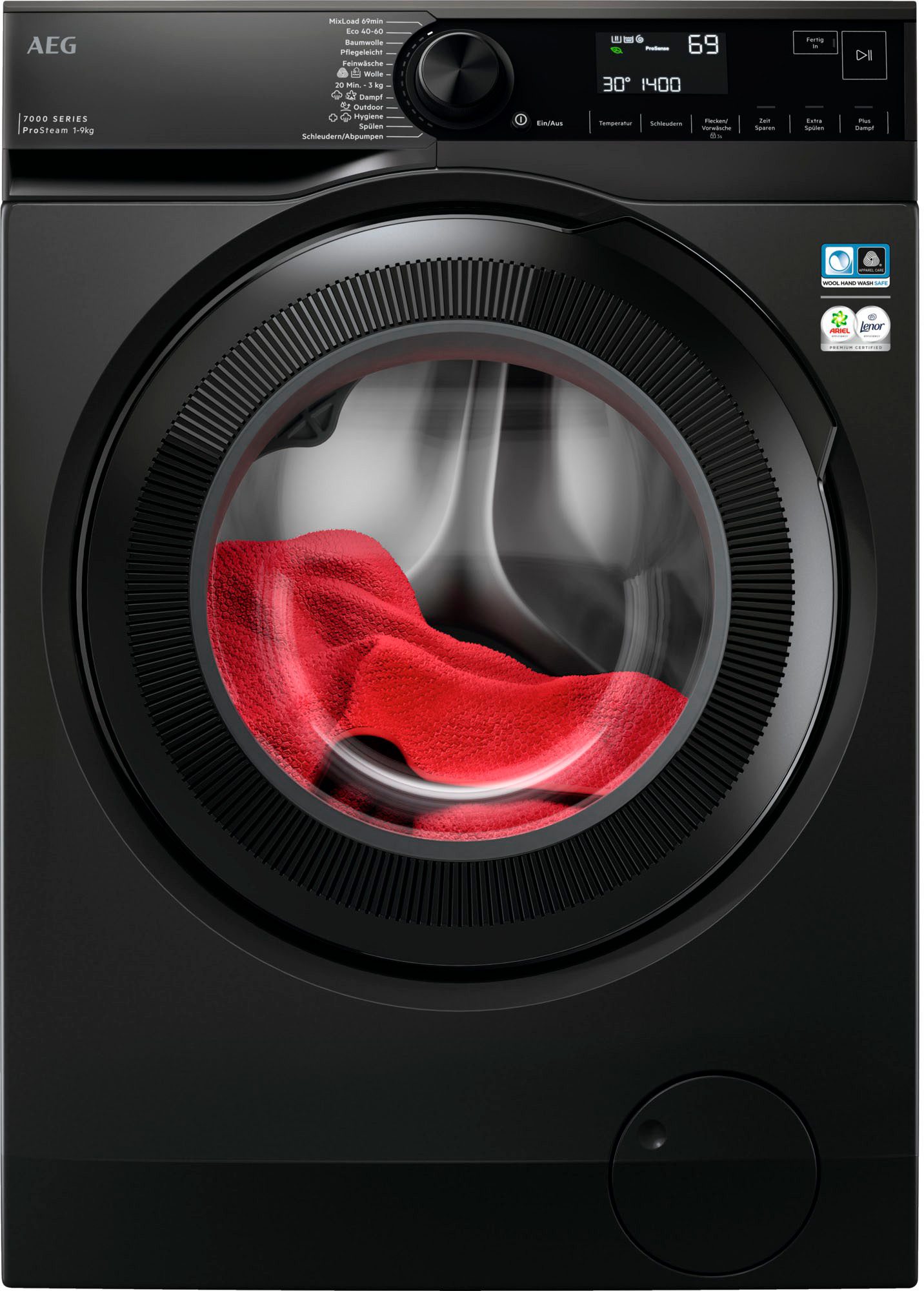 AEG Waschmaschine 7000 LR7FS75490, 9 kg, 1400 U/min, ProSteam®: Auffrischen mit Dampf statt Waschen und 96 % Wasser sparen
