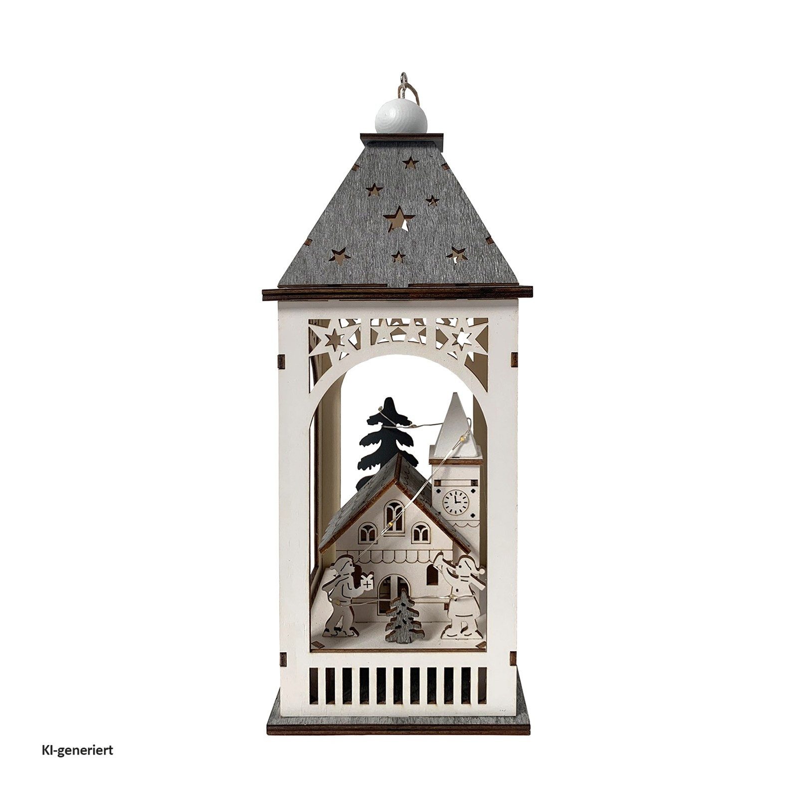 HTI-Living LED Laterne LED Weihnachtslaterne mit Kirche, Ein-/Ausschalter, LED, Warmweiß, Leuchtdeko batteriebetrieben