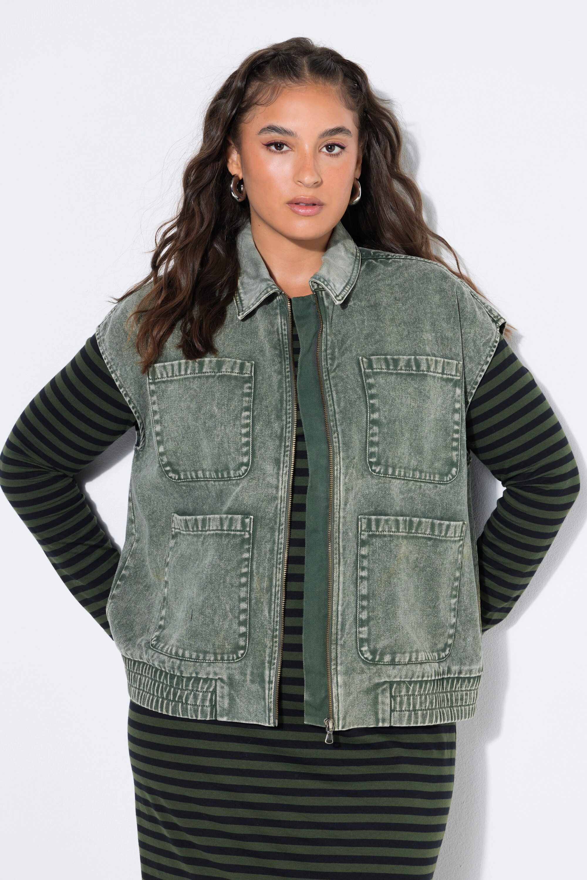 Studio Untold Jeansweste Jeansweste Blouson-Shape verwaschen
