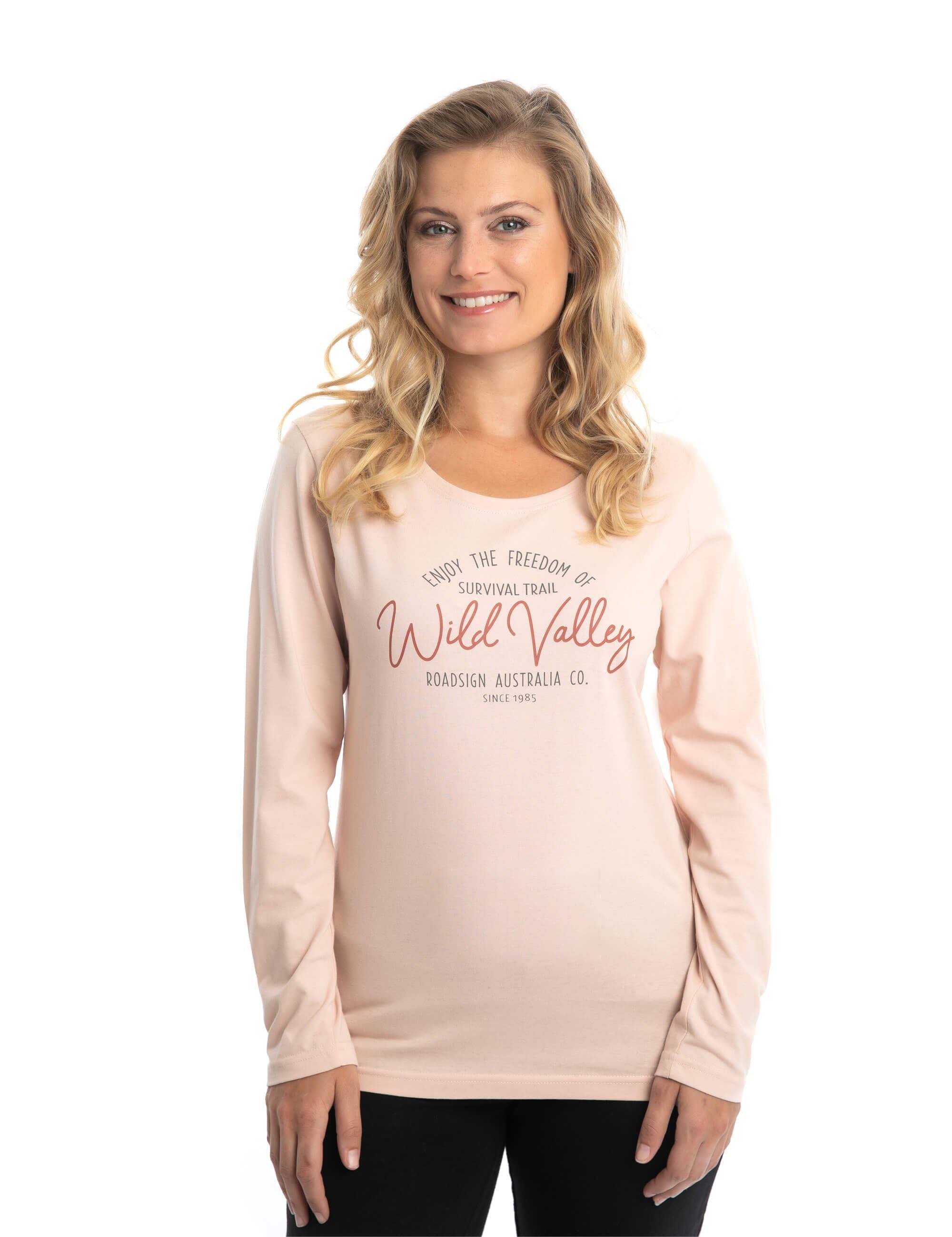 ROADSIGN australia Langarmshirt Wild Valley (1-tlg) mit Aufdruck auf der Vorderseite und Rundhalsausschnitt, Sweater aus 100 Prozent Baumwolle