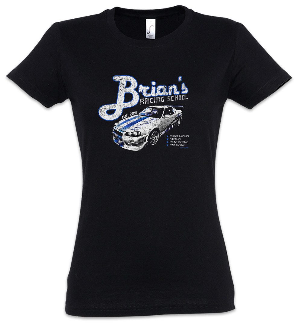 Print-Shirt Brians Racing School Damen T-Shirt The Muscle Fast Car And Dom Race